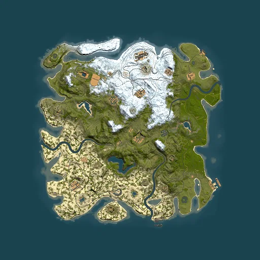 Rust map seed 255366640, 4500x4500m top-down preview