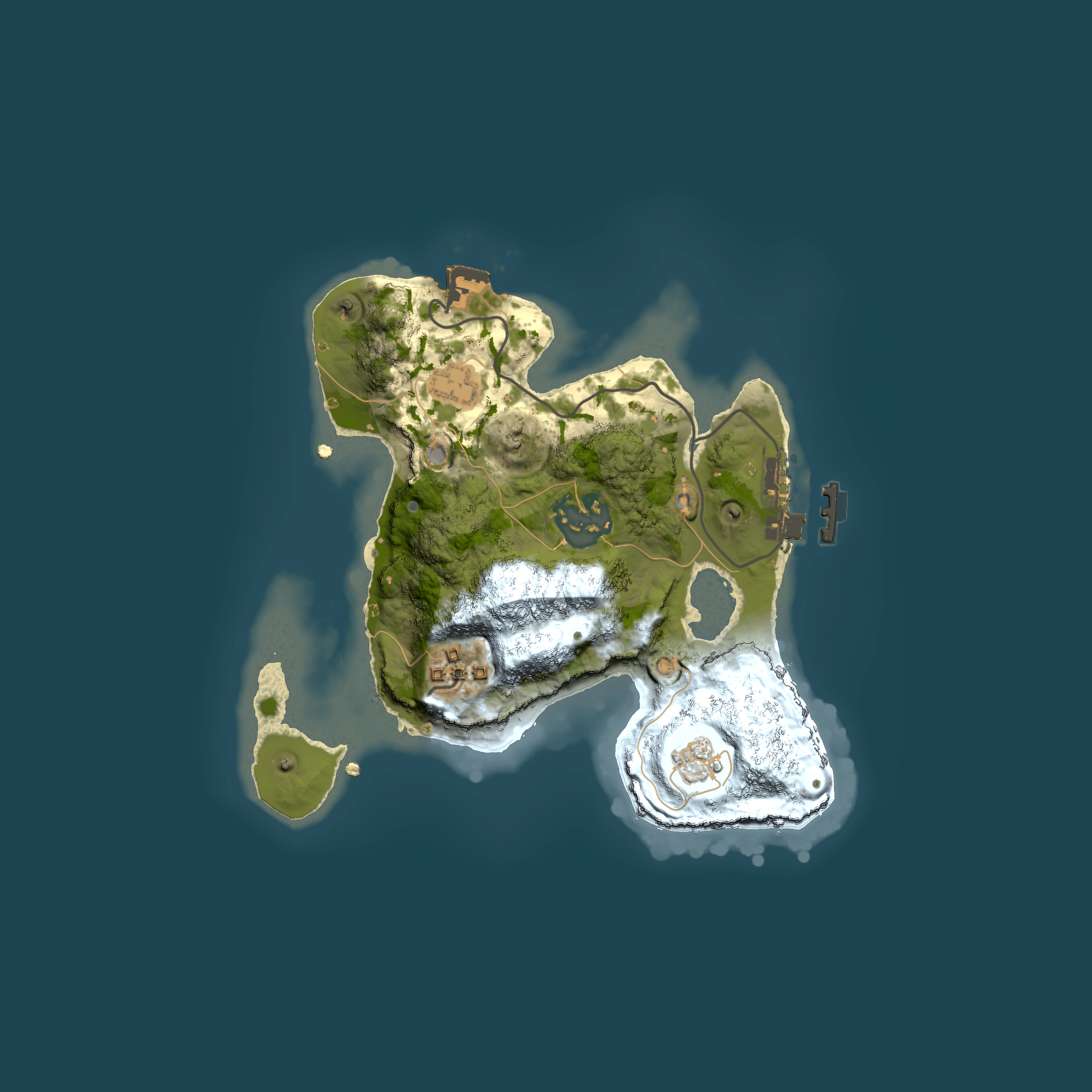Full top-down render of Rust map seed 1283468779, 2000x2000m