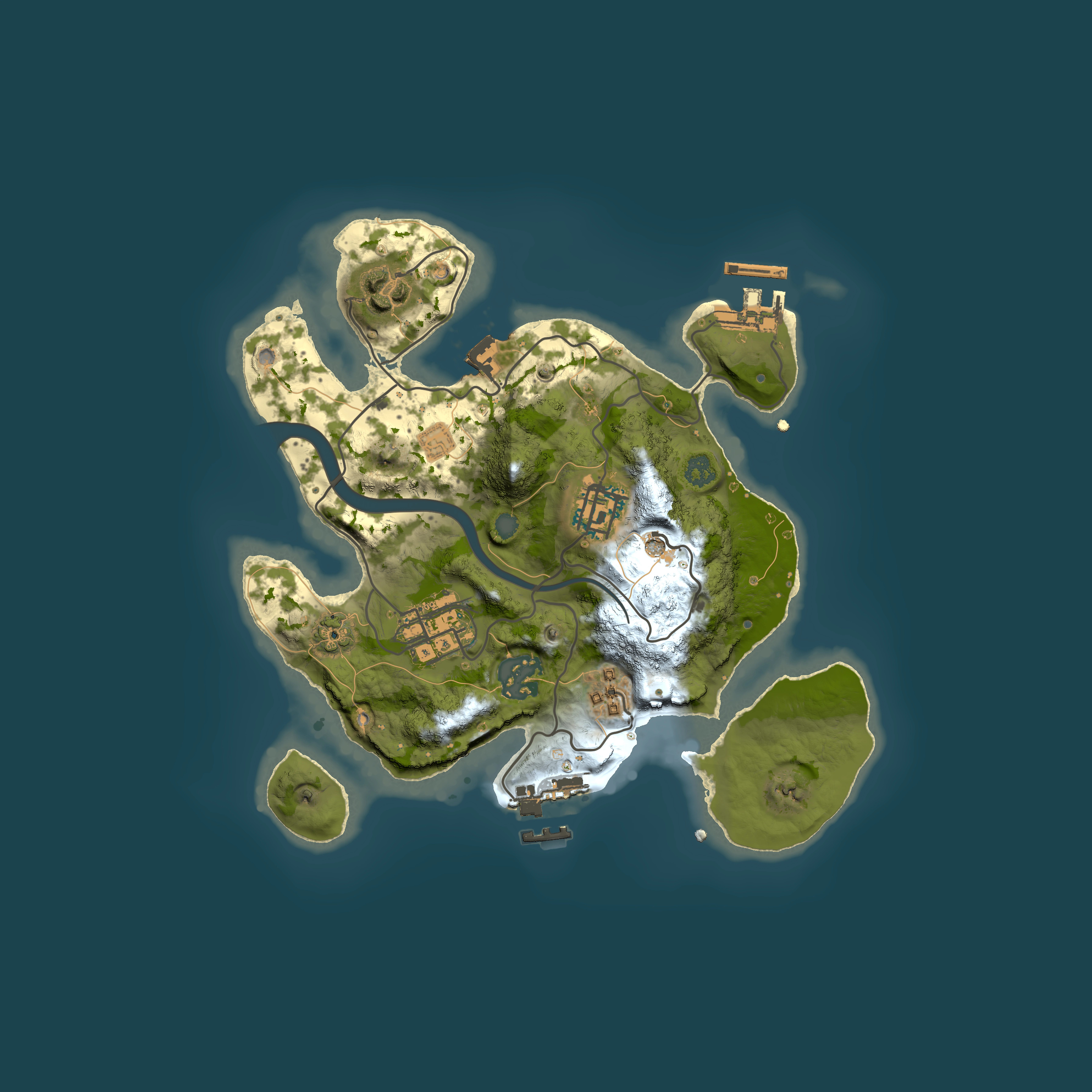 Full top-down render of Rust map seed 550986619, 2500x2500m