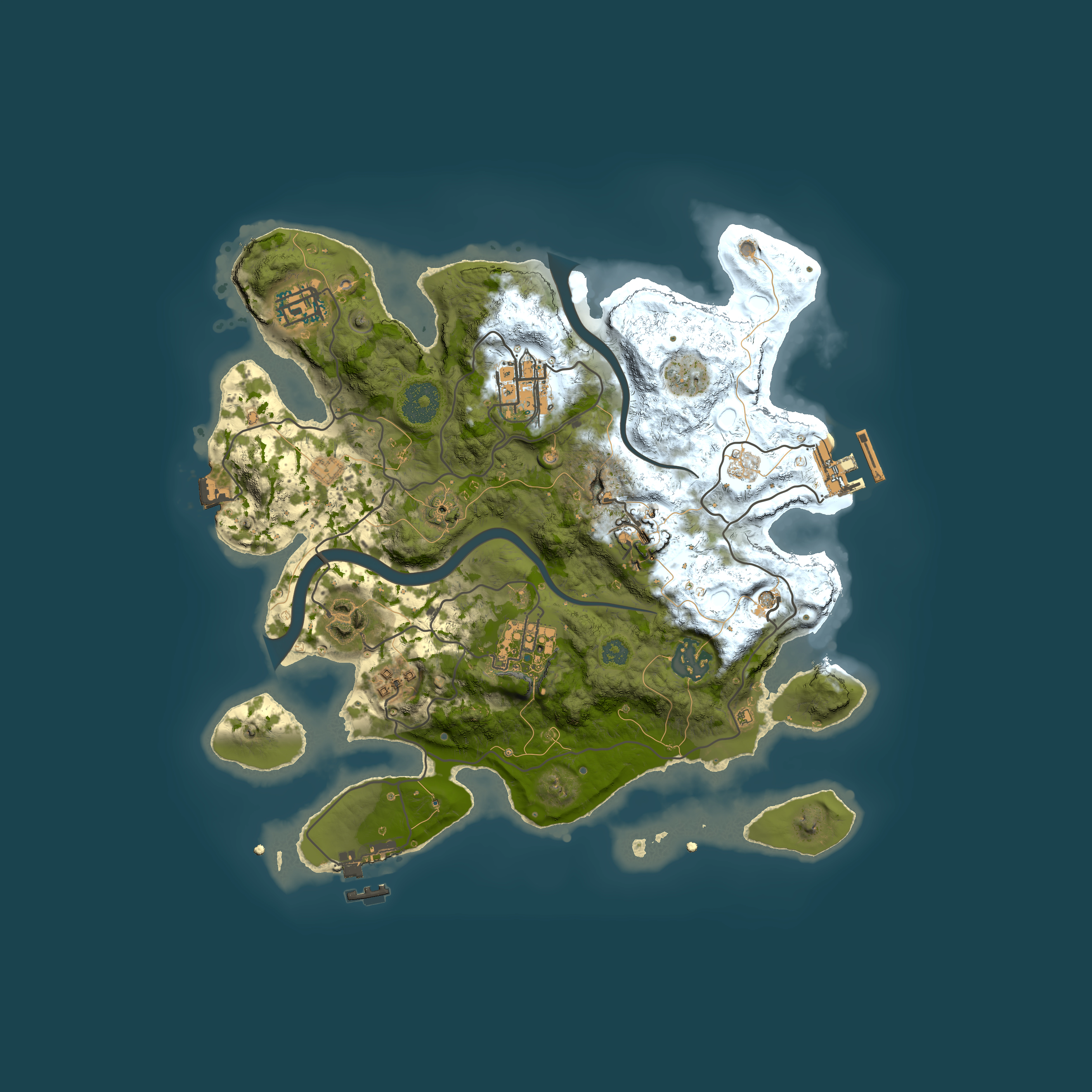 Full top-down render of Rust map seed 374740901, 3000x3000m