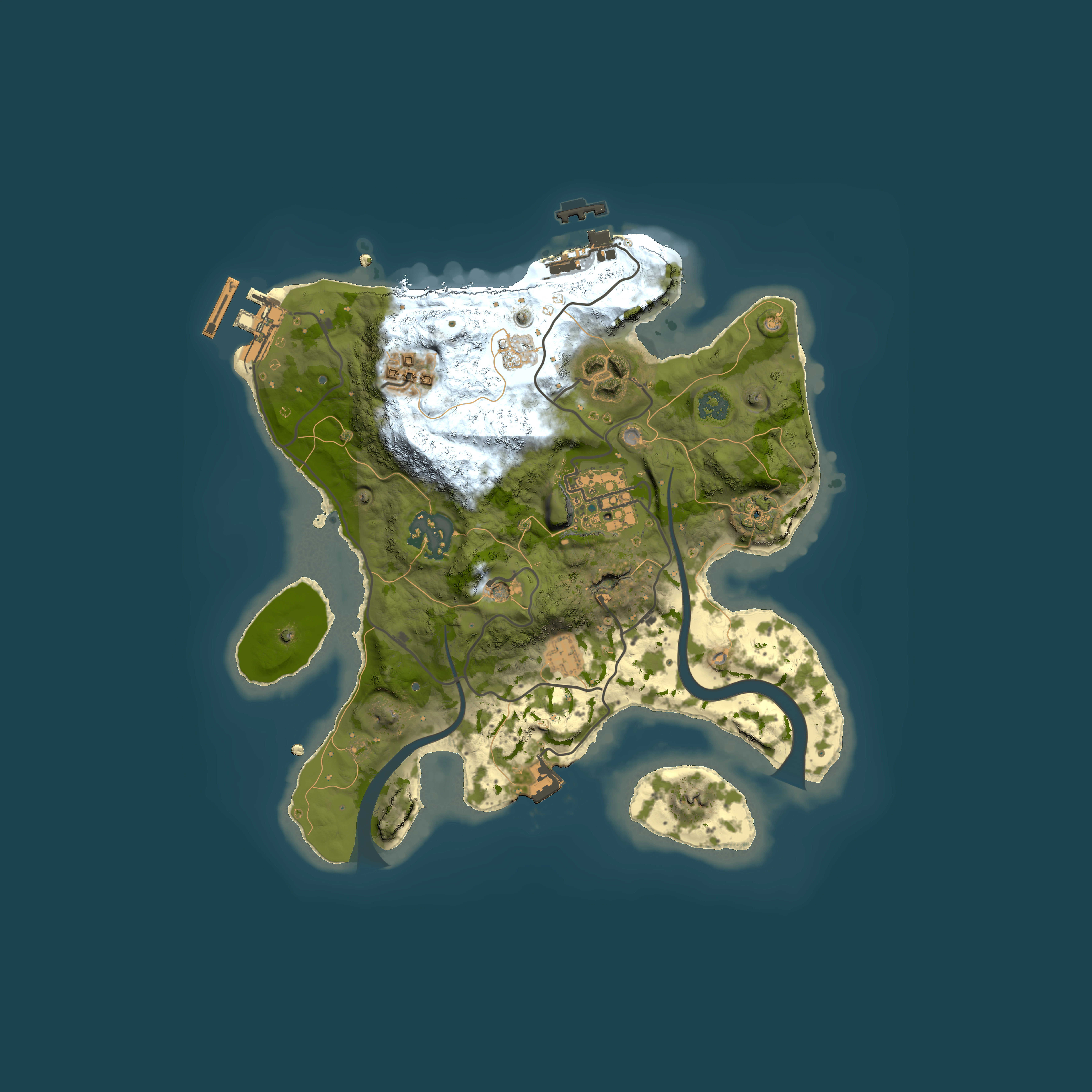Full top-down render of Rust map seed 1466186503, 2500x2500m