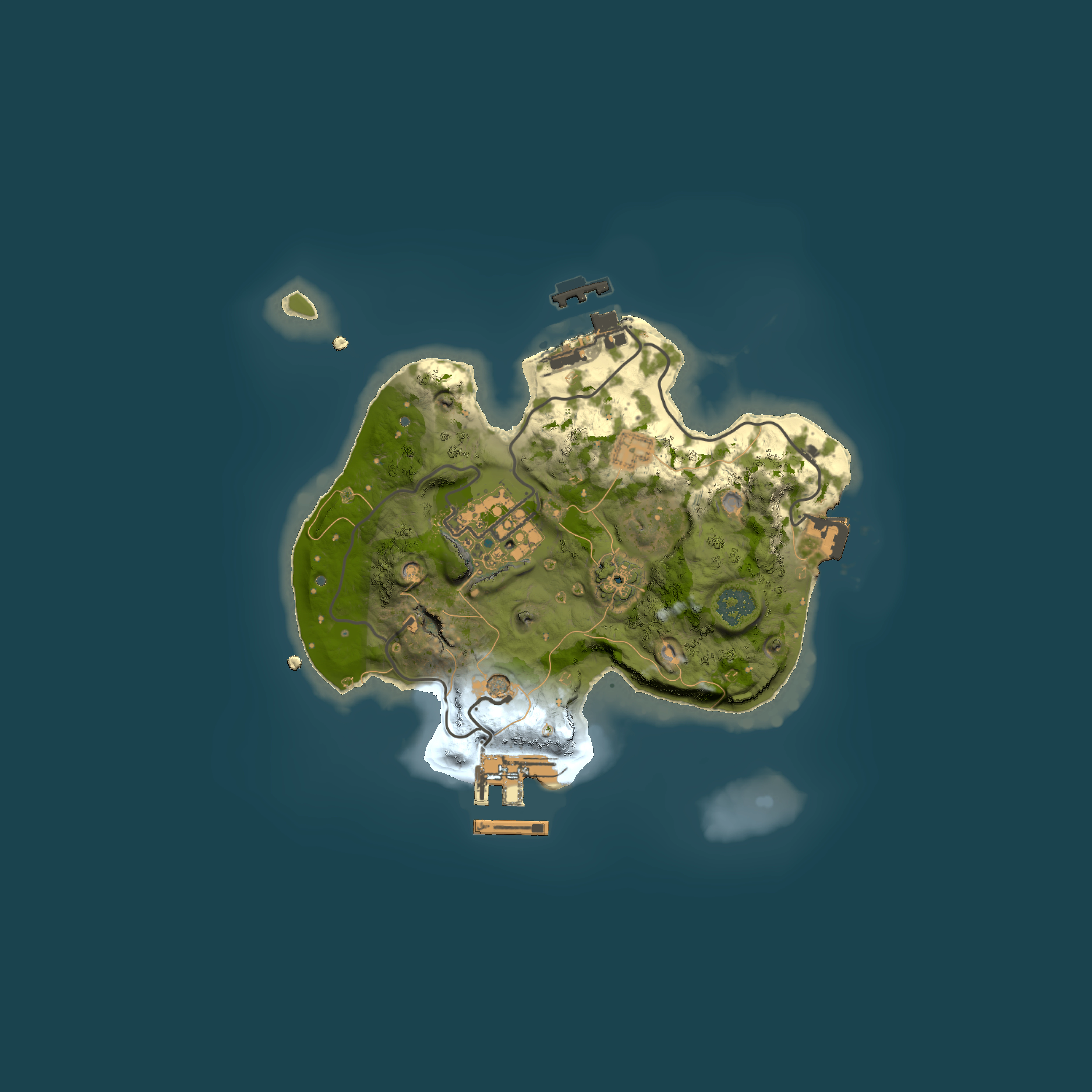 Full top-down render of Rust map seed 1160592820, 2000x2000m