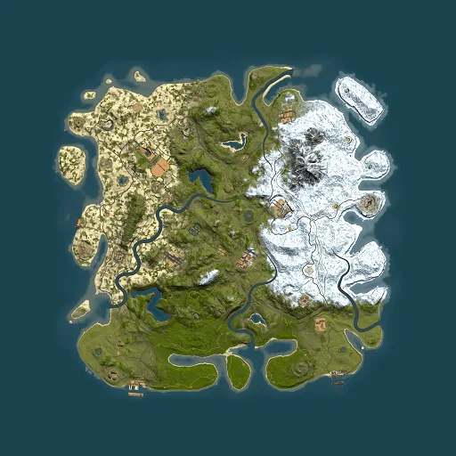 Rust map seed 1121823362, 5000x5000m top-down preview