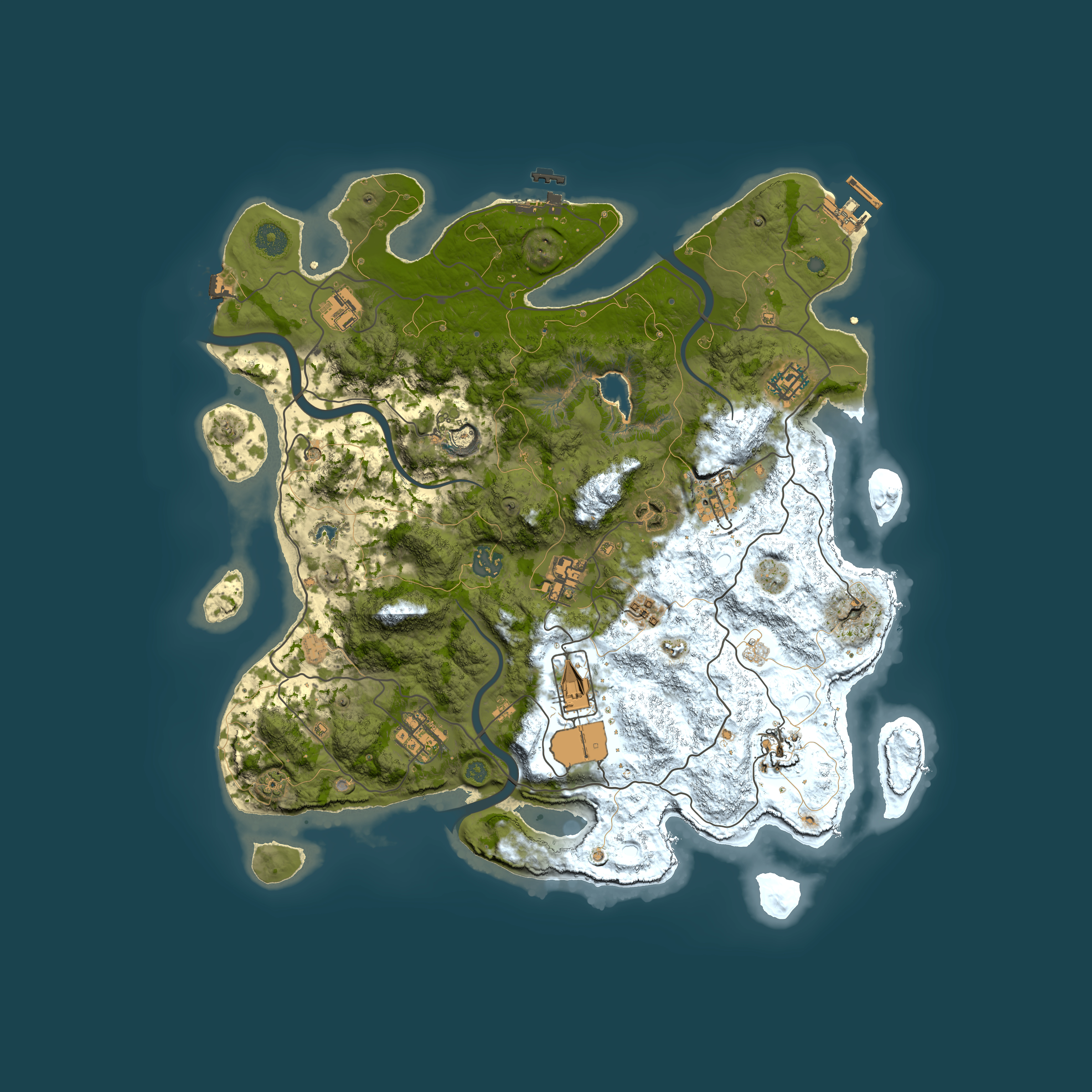 Full top-down render of Rust map seed 237232308, 4000x4000m