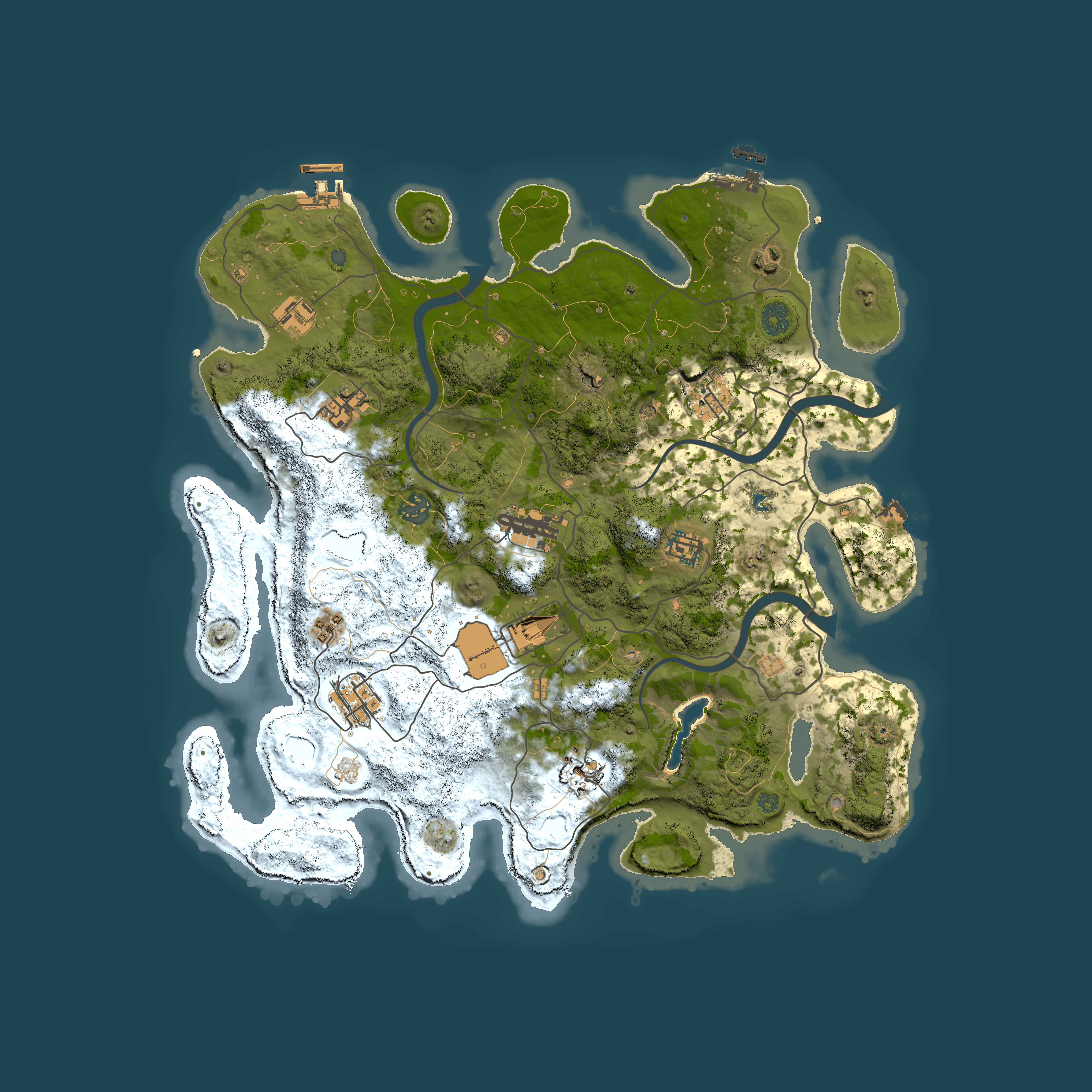 Full top-down render of Rust map seed 1445646486, 4000x4000m