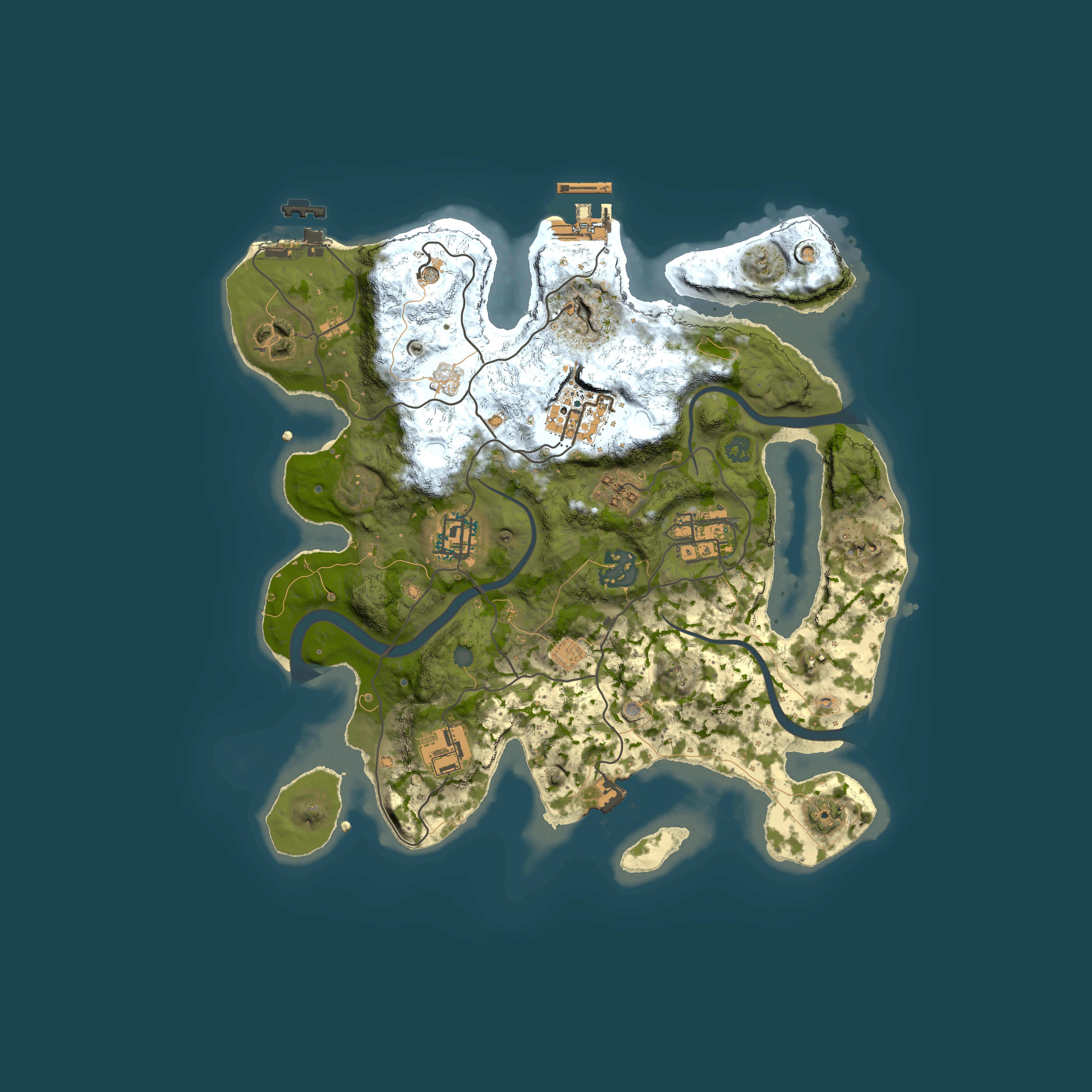 Full top-down render of Rust map seed 1303514752, 3000x3000m
