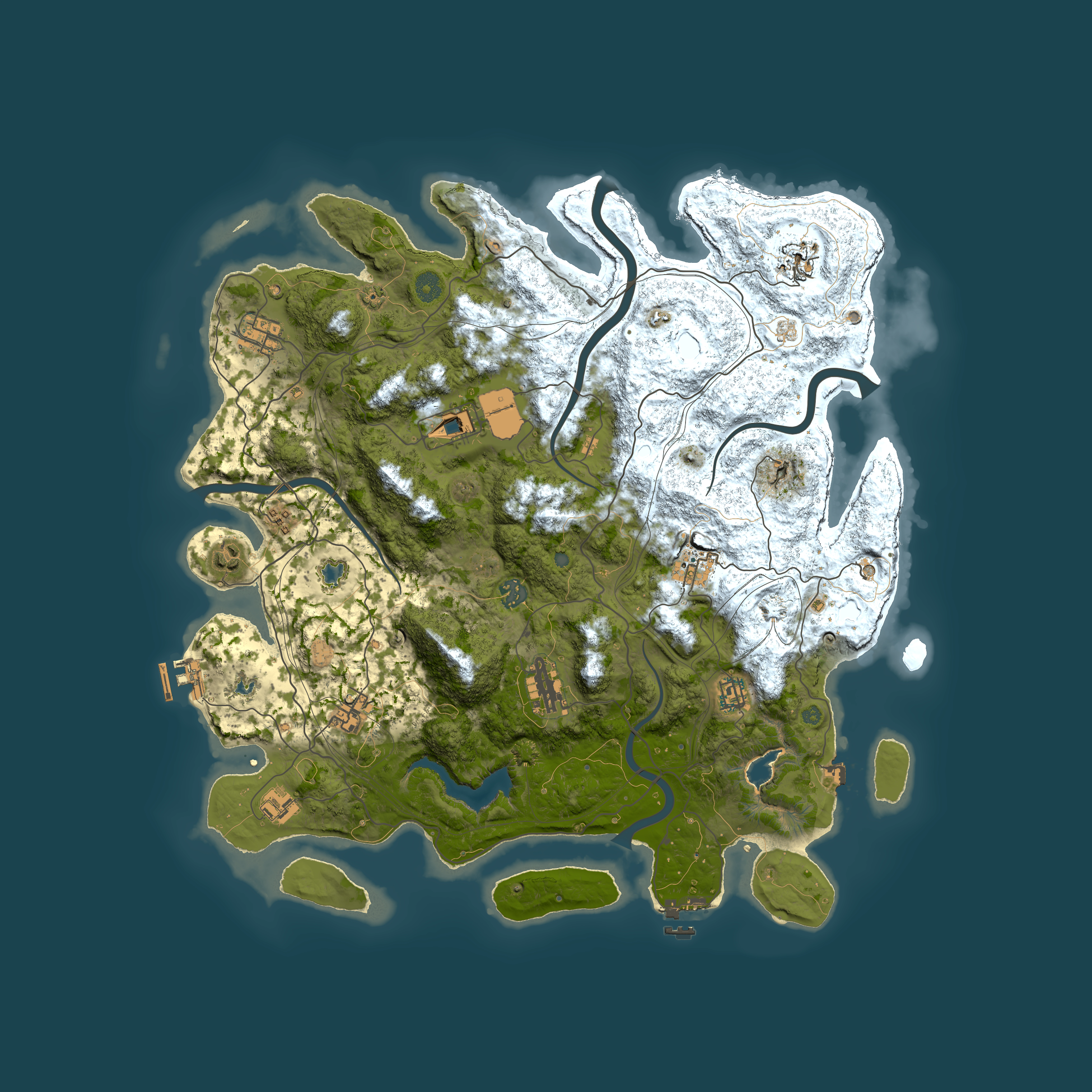 Full top-down render of Rust map seed 1303190278, 4500x4500m