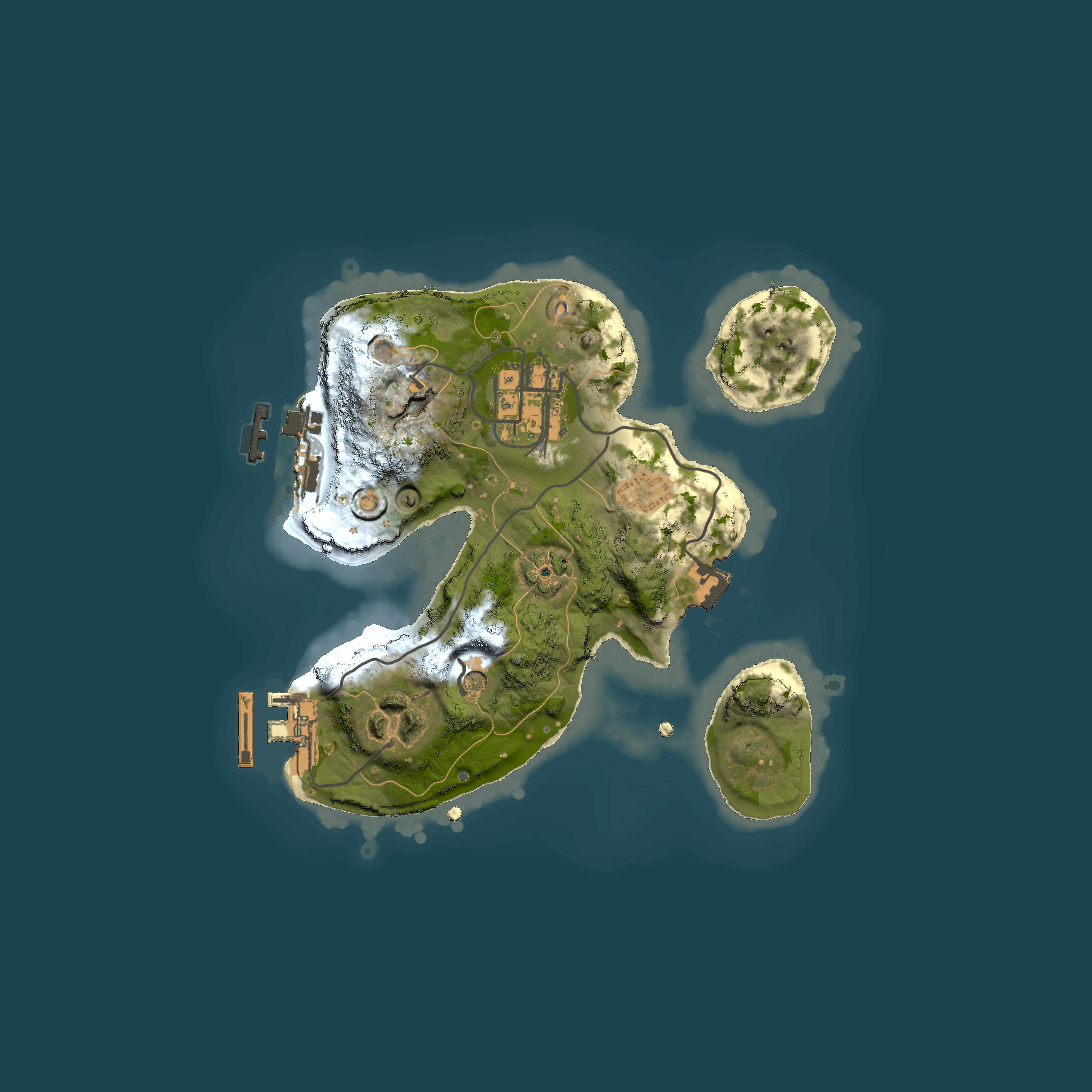 Full top-down render of Rust map seed 1557445258, 2000x2000m