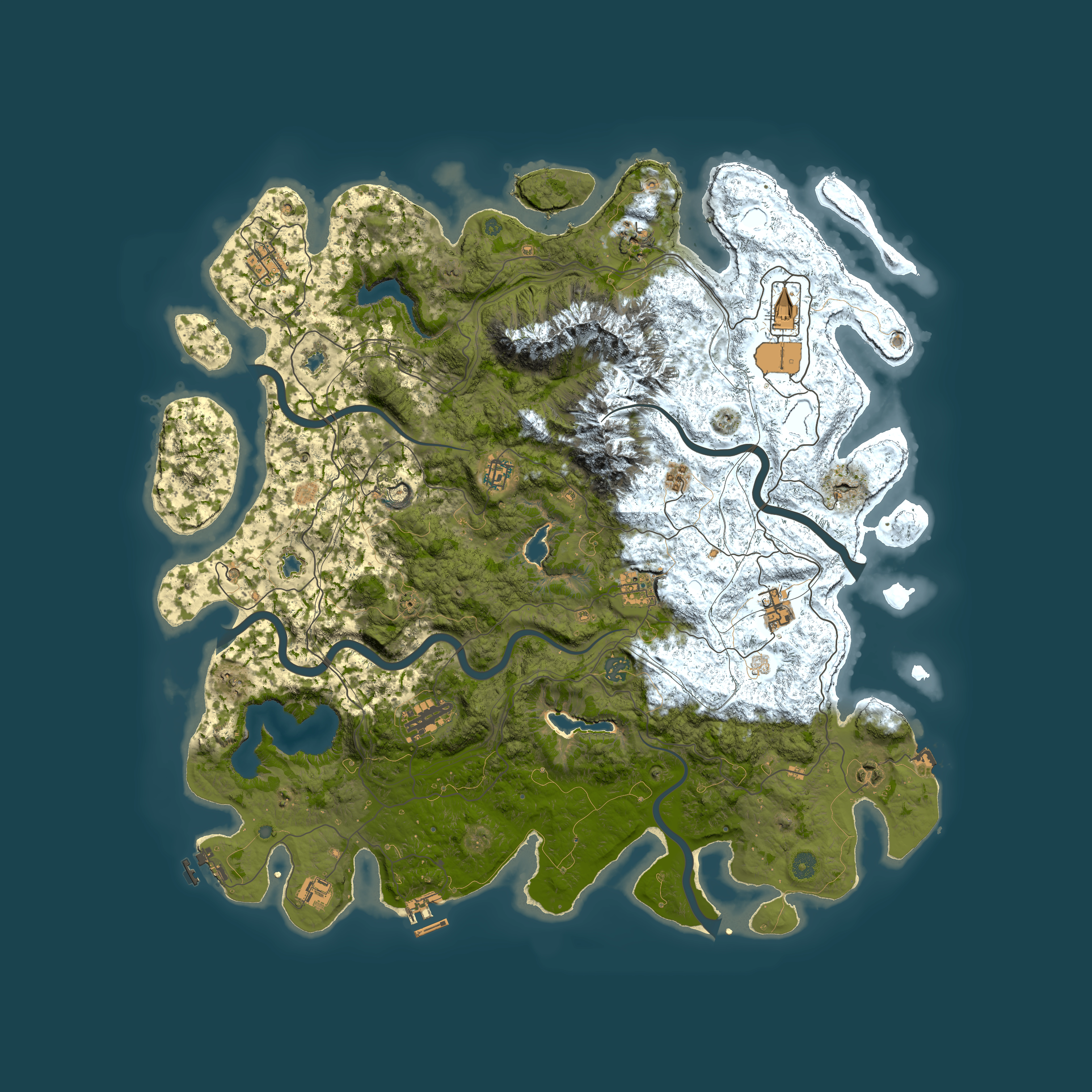 Full top-down render of Rust map seed 1809386402, 5000x5000m