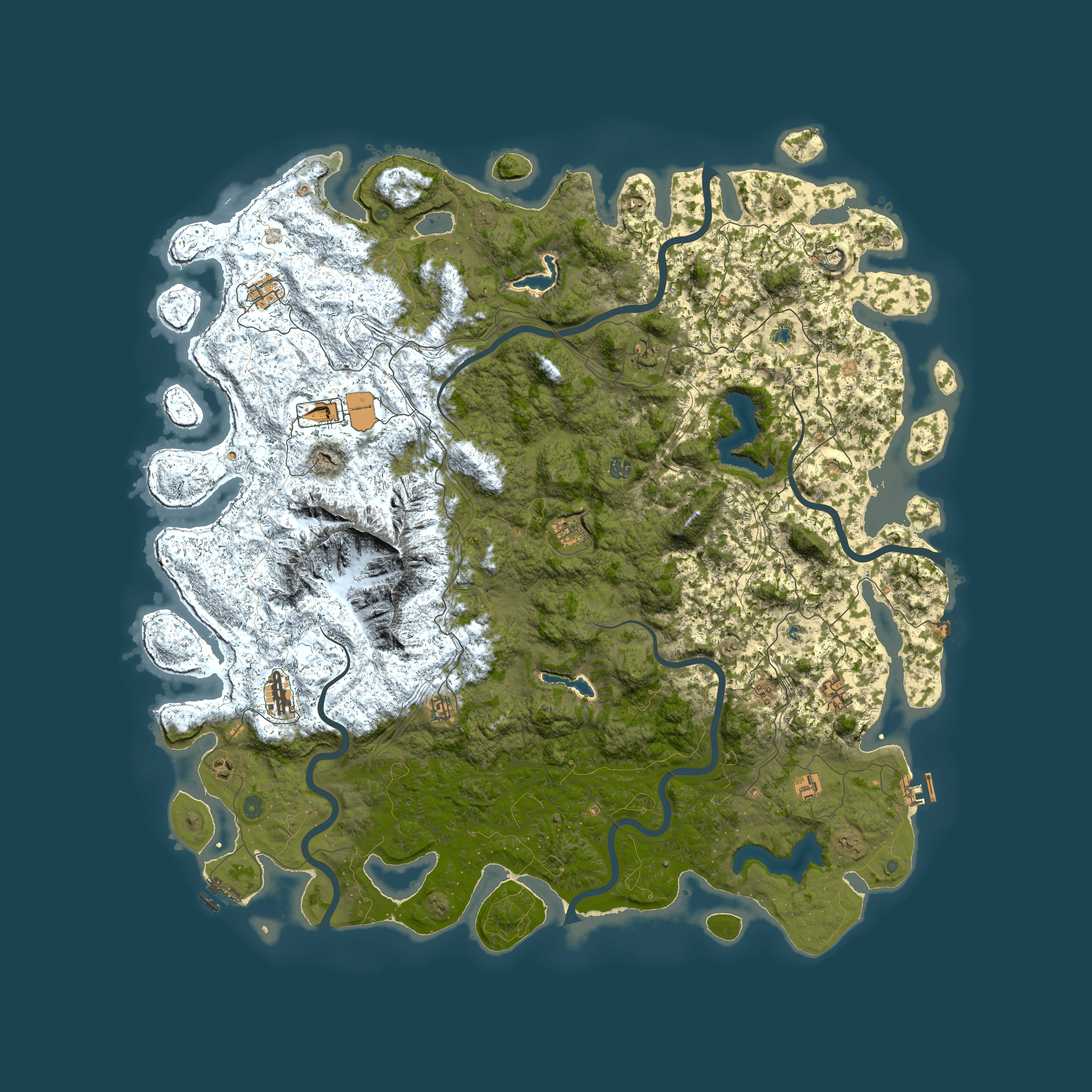 Full top-down render of Rust map seed 156120624, 6000x6000m