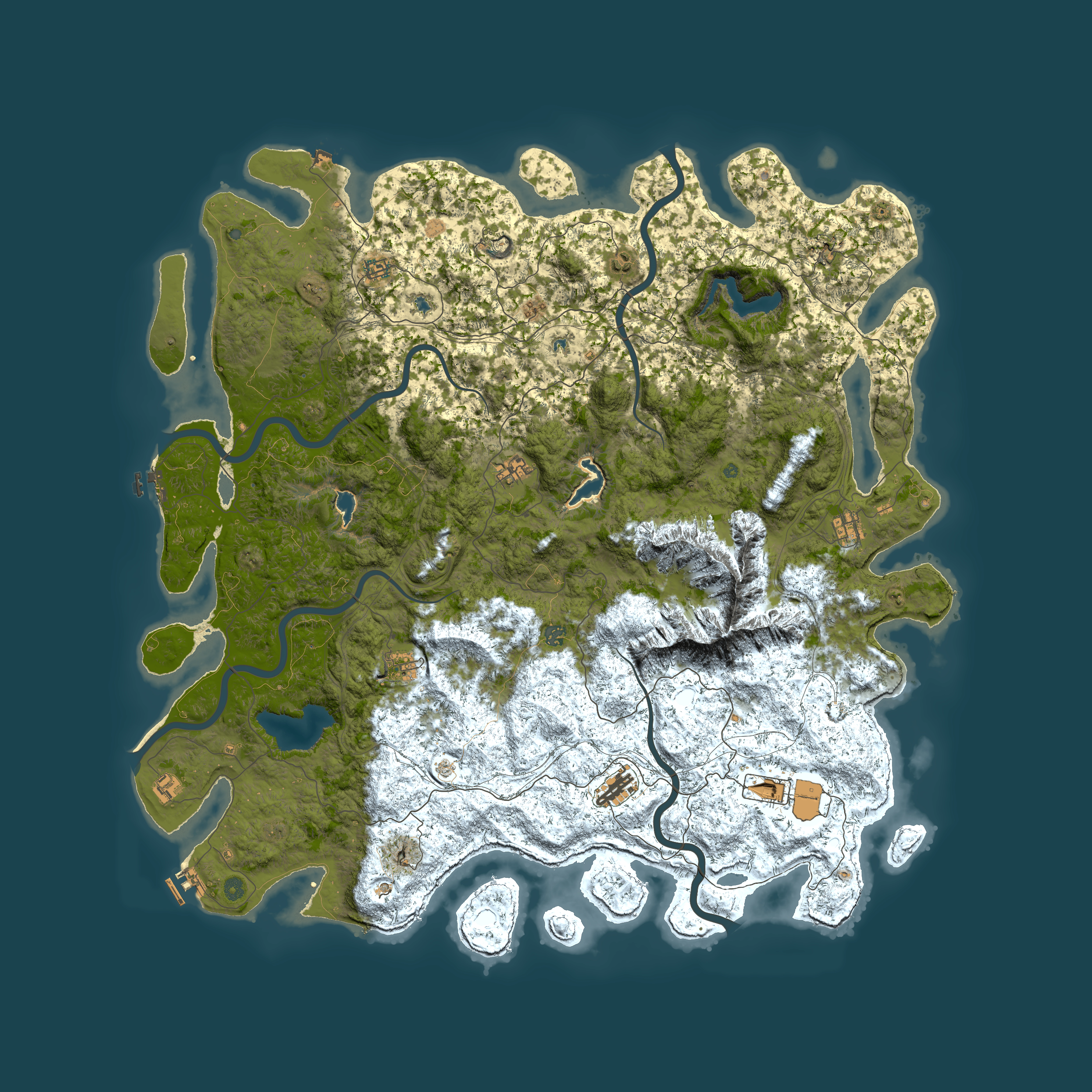 Full top-down render of Rust map seed 689083716, 6000x6000m