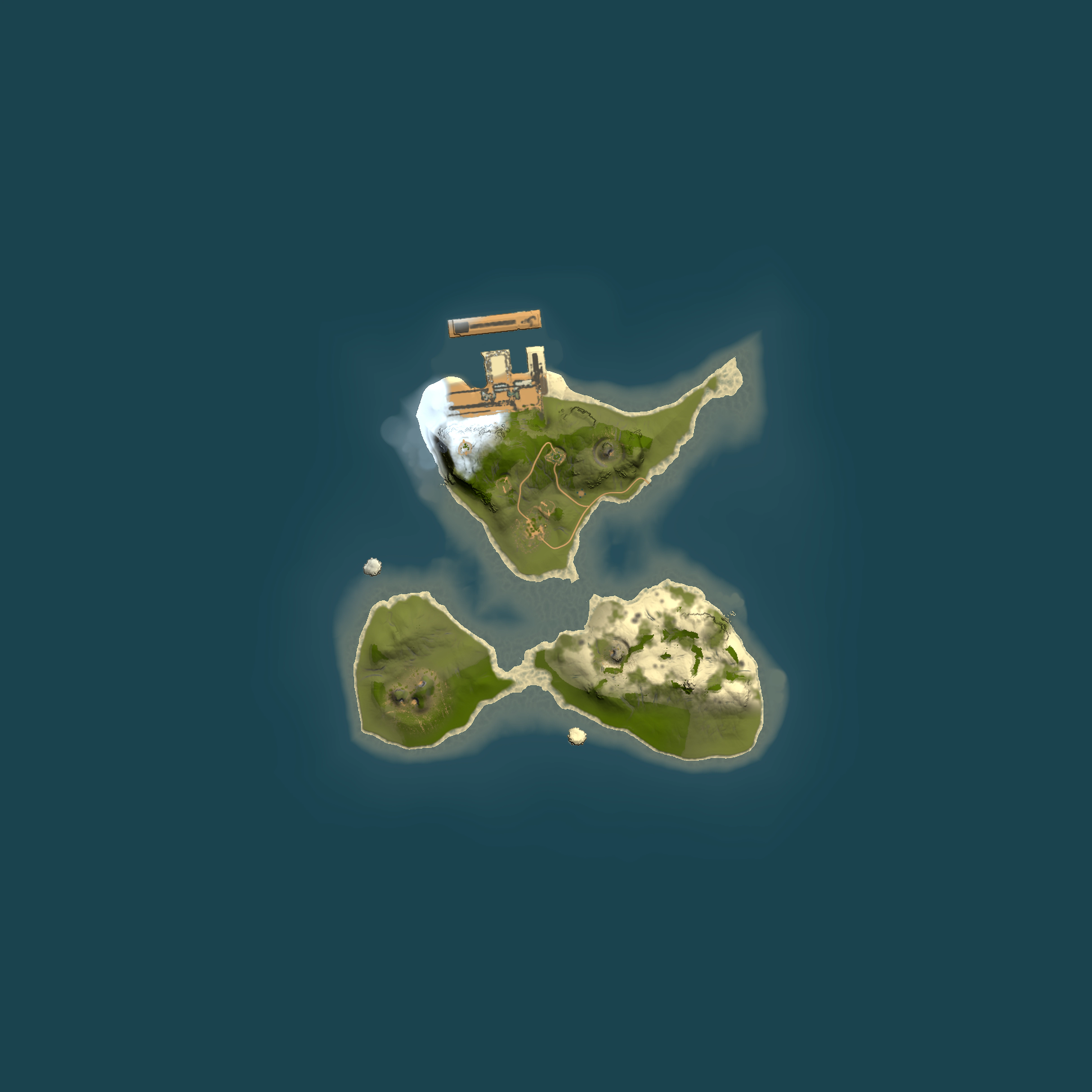 Full top-down render of Rust map seed 1964058466, 1500x1500m