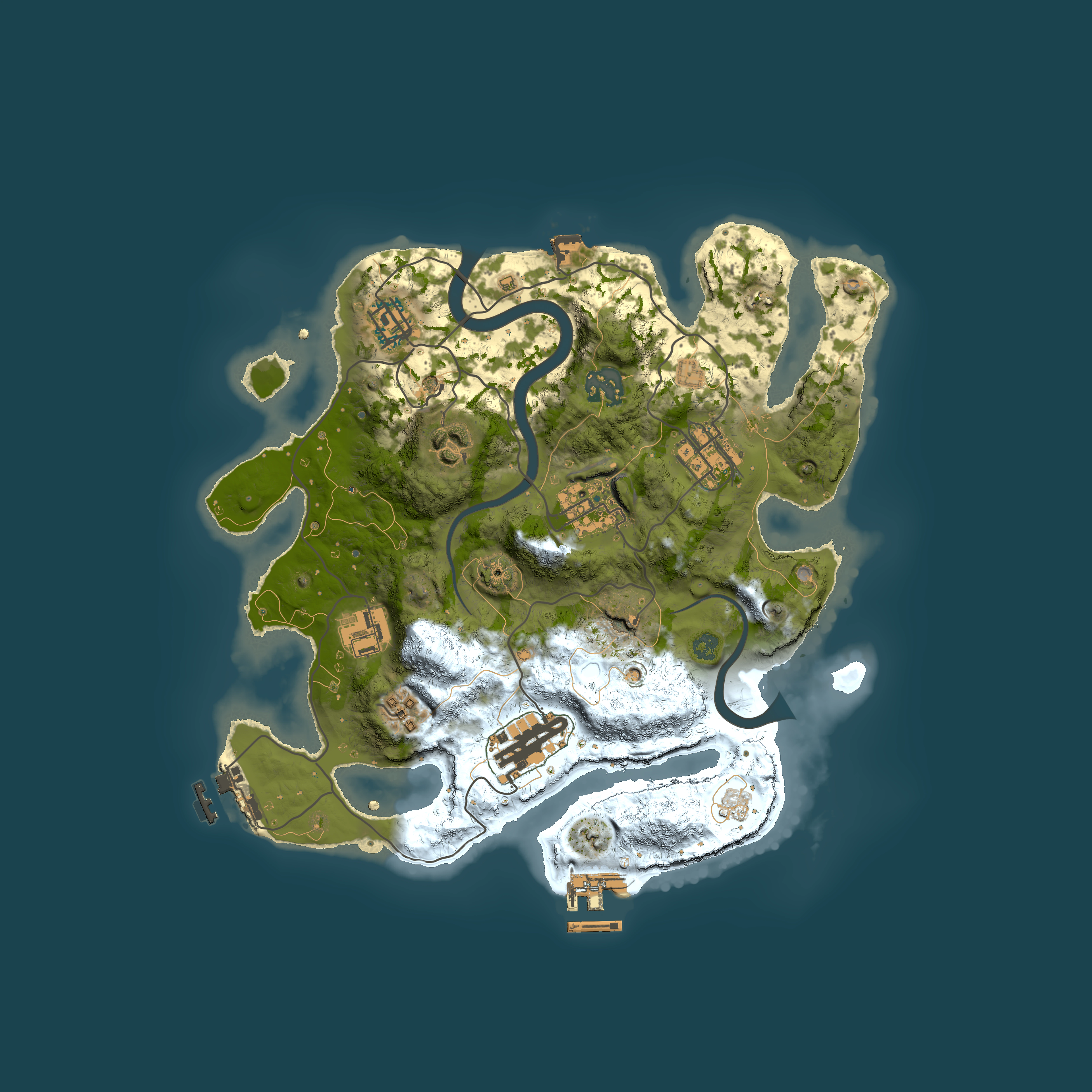 Full top-down render of Rust map seed 385073412, 3000x3000m