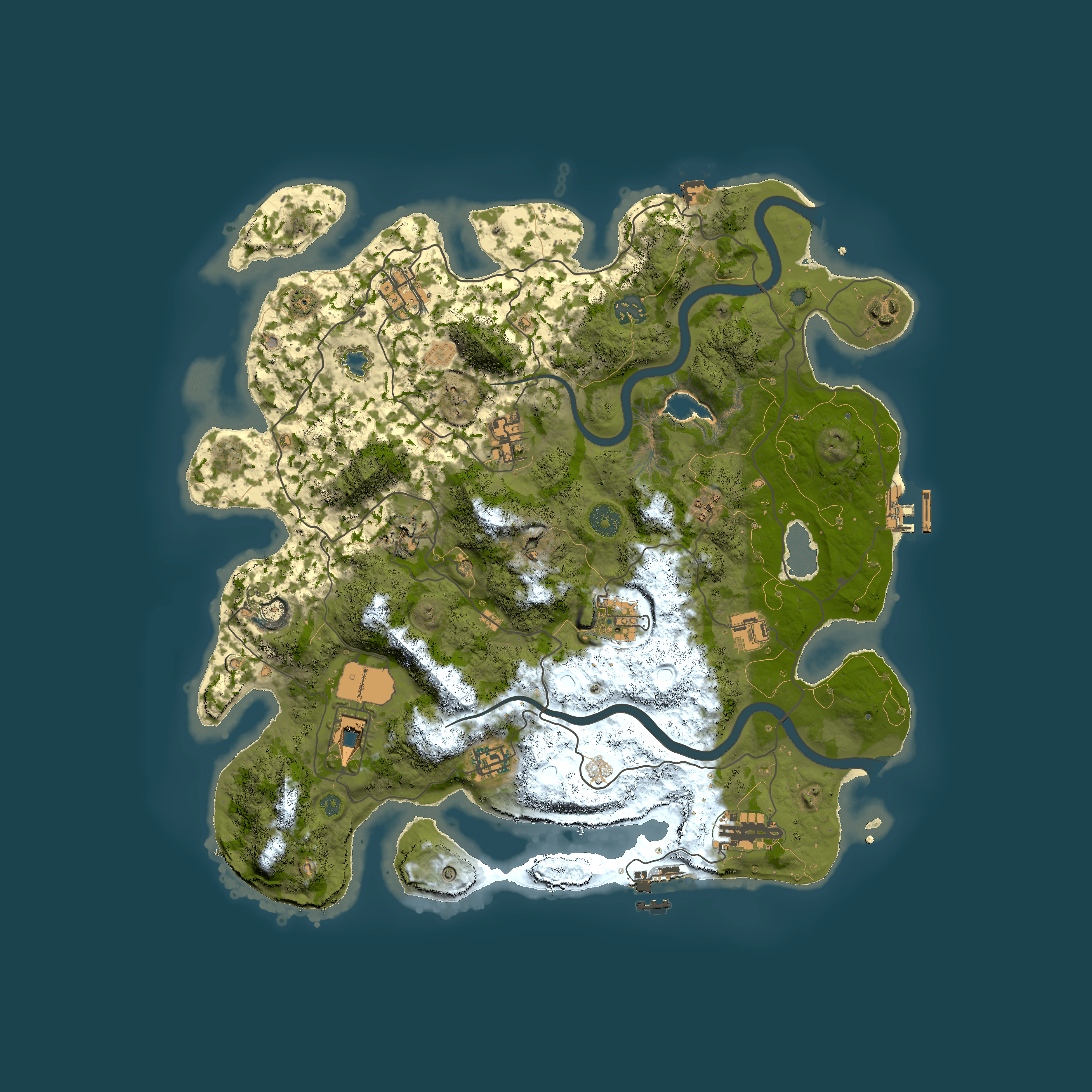 Full top-down render of Rust map seed 1603556286, 4000x4000m