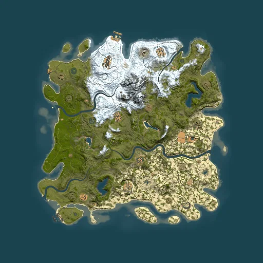 Rust map seed 2008918305, 5000x5000m top-down preview