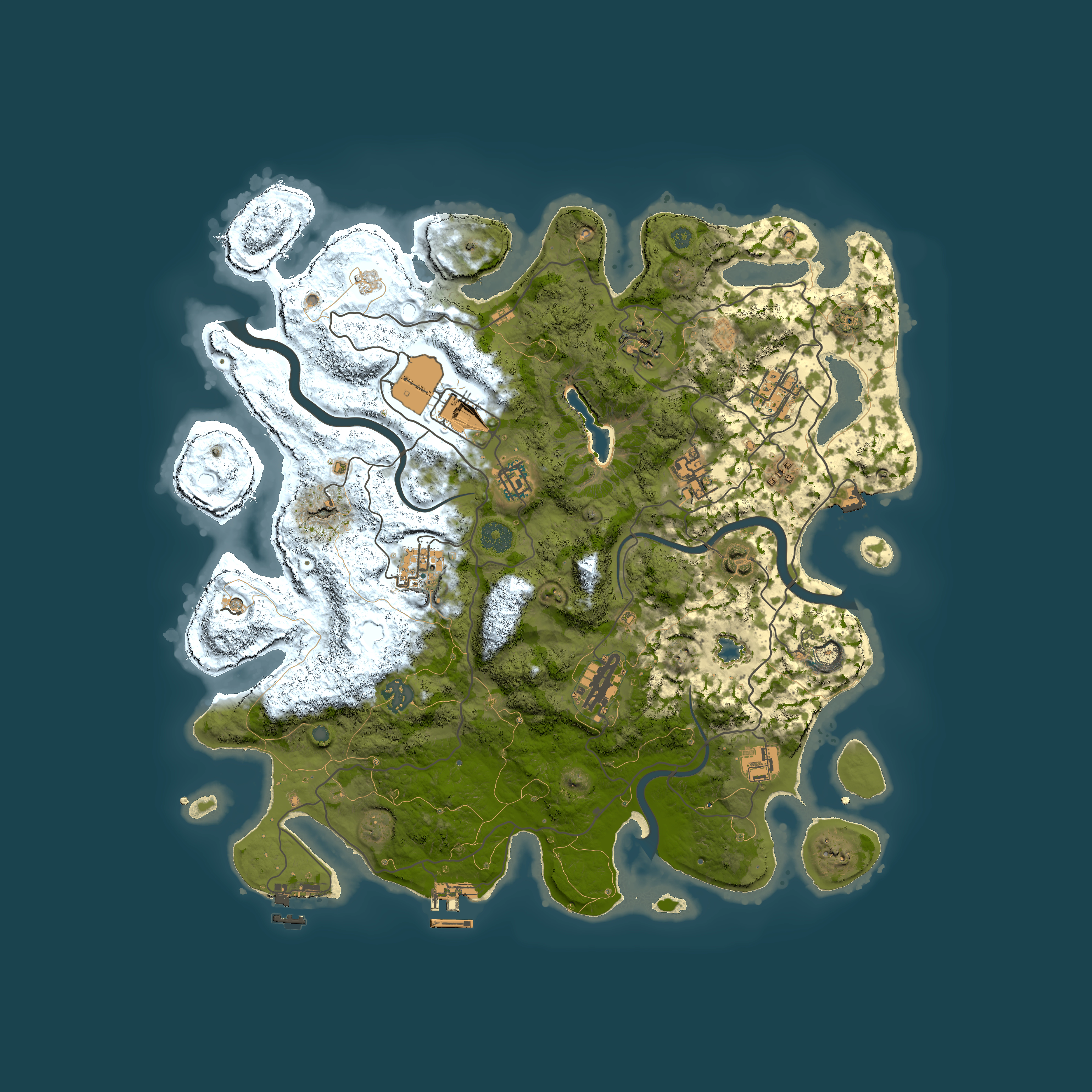 Full top-down render of Rust map seed 921084446, 4000x4000m