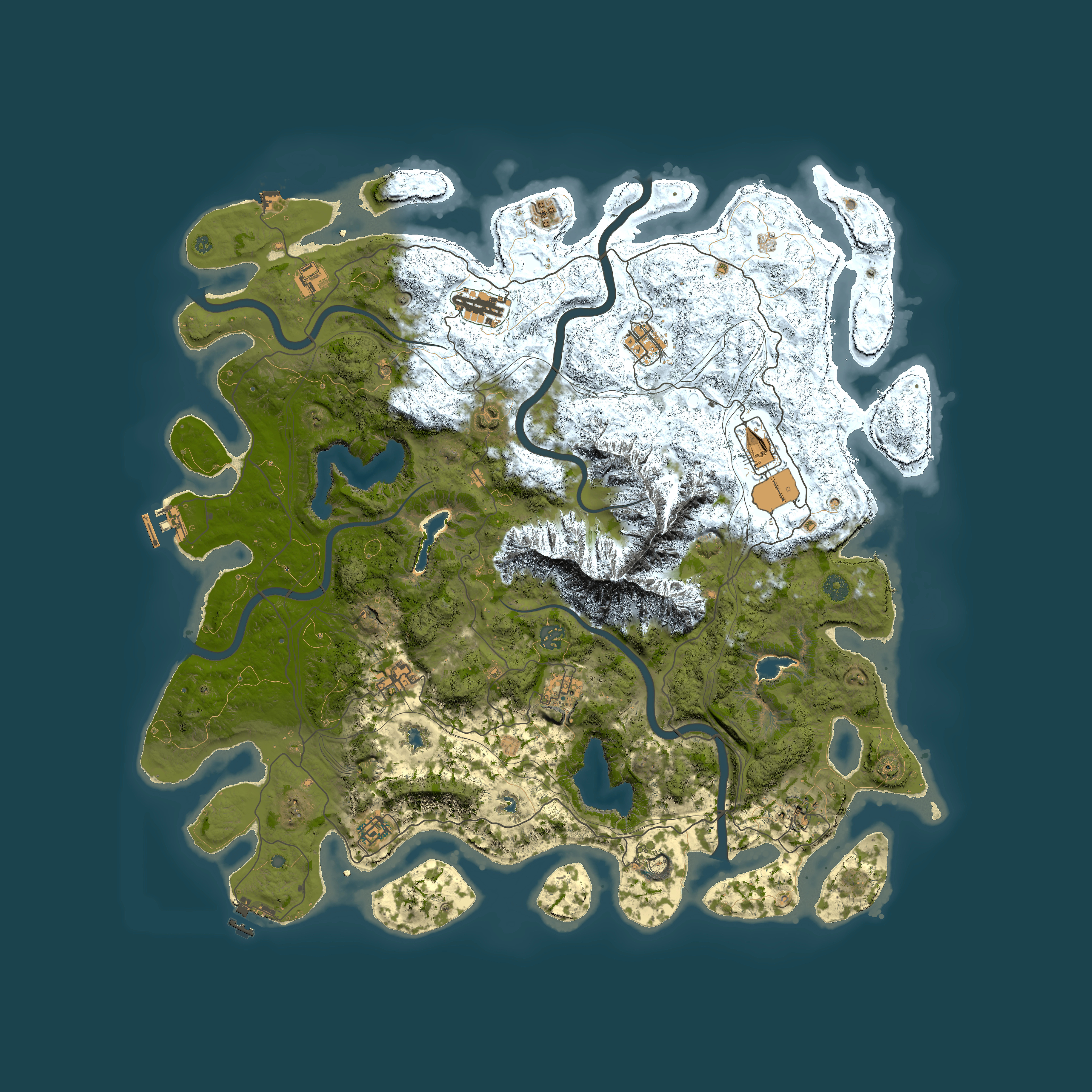 Full top-down render of Rust map seed 1631339599, 5000x5000m