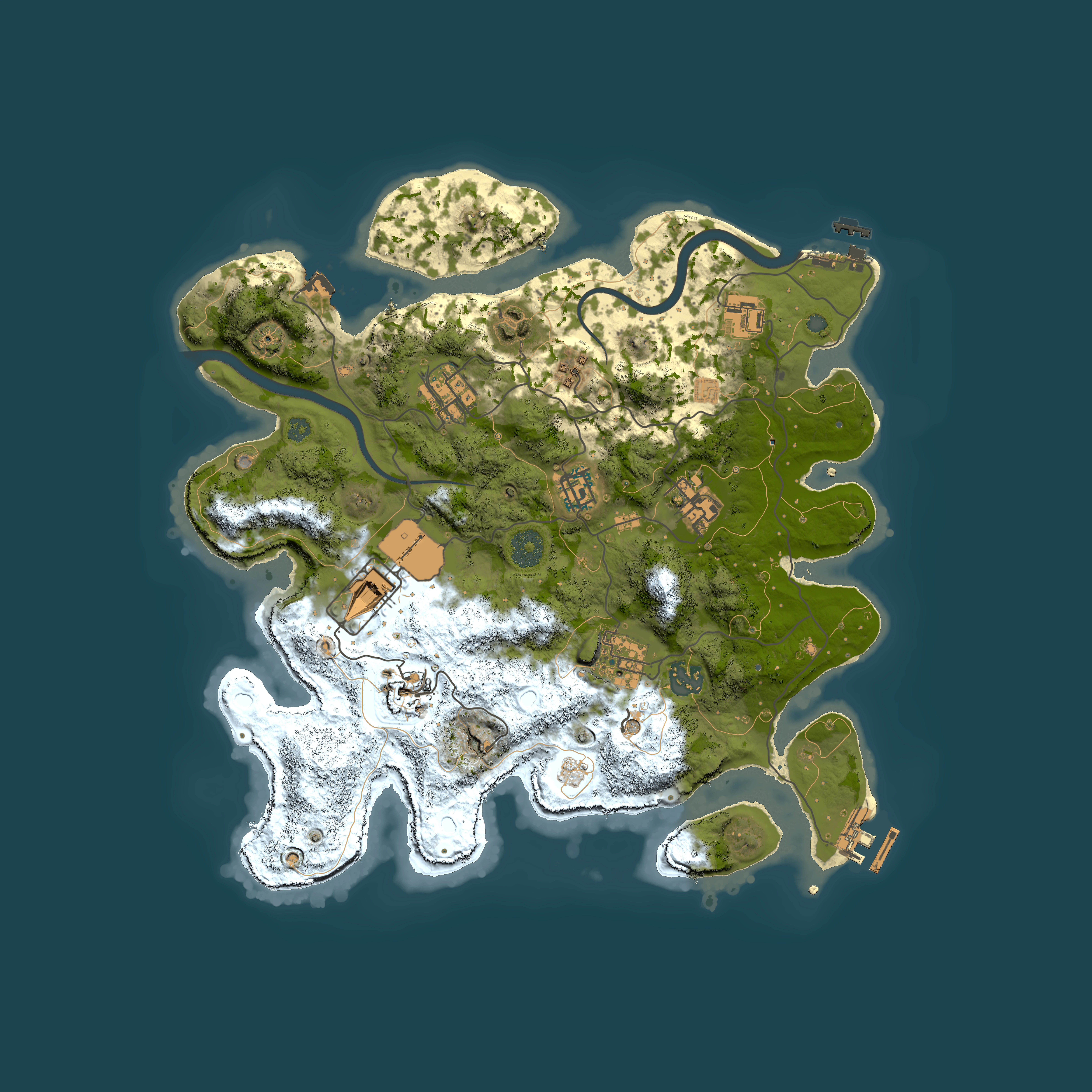 Full top-down render of Rust map seed 276373729, 3500x3500m