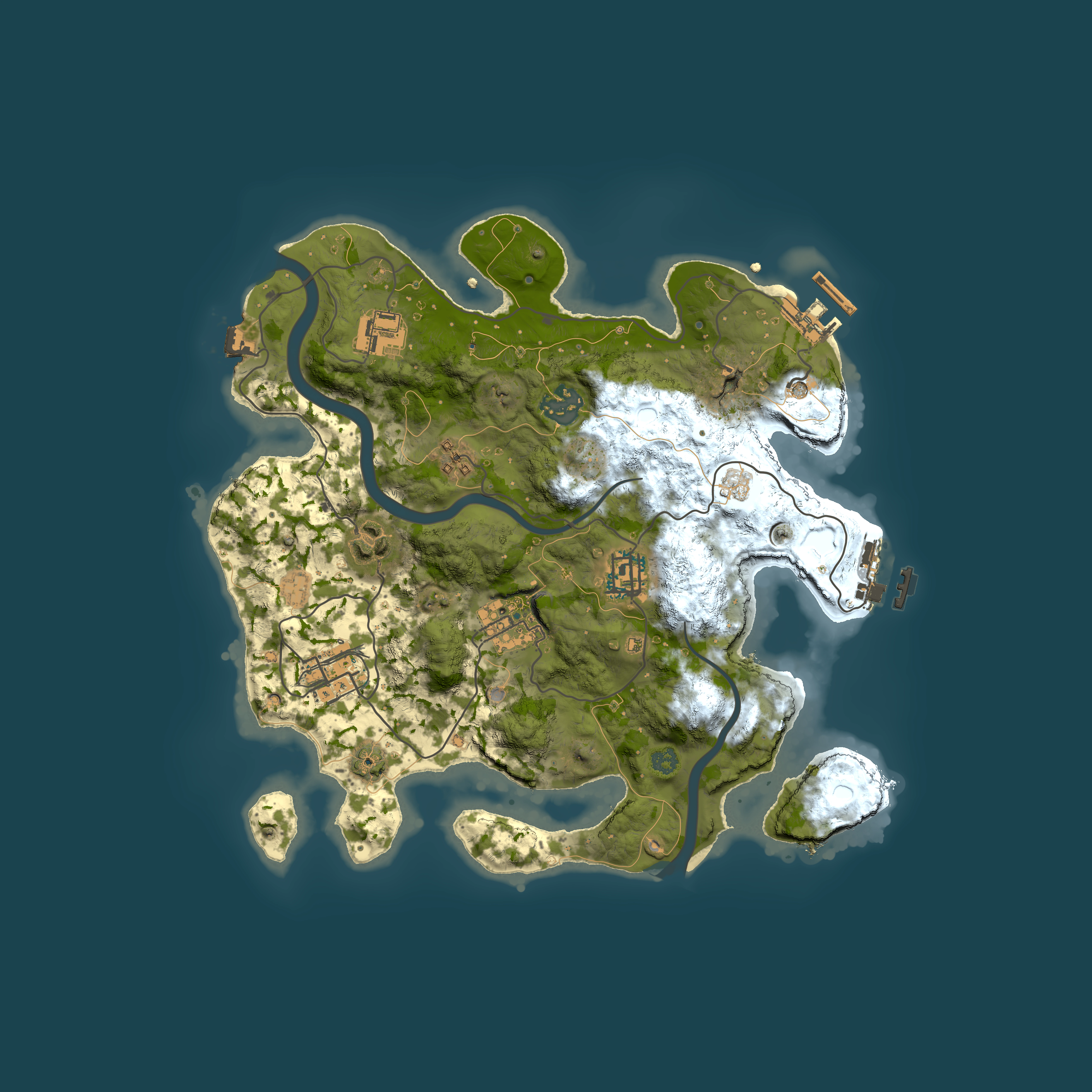 Full top-down render of Rust map seed 1419909673, 3000x3000m