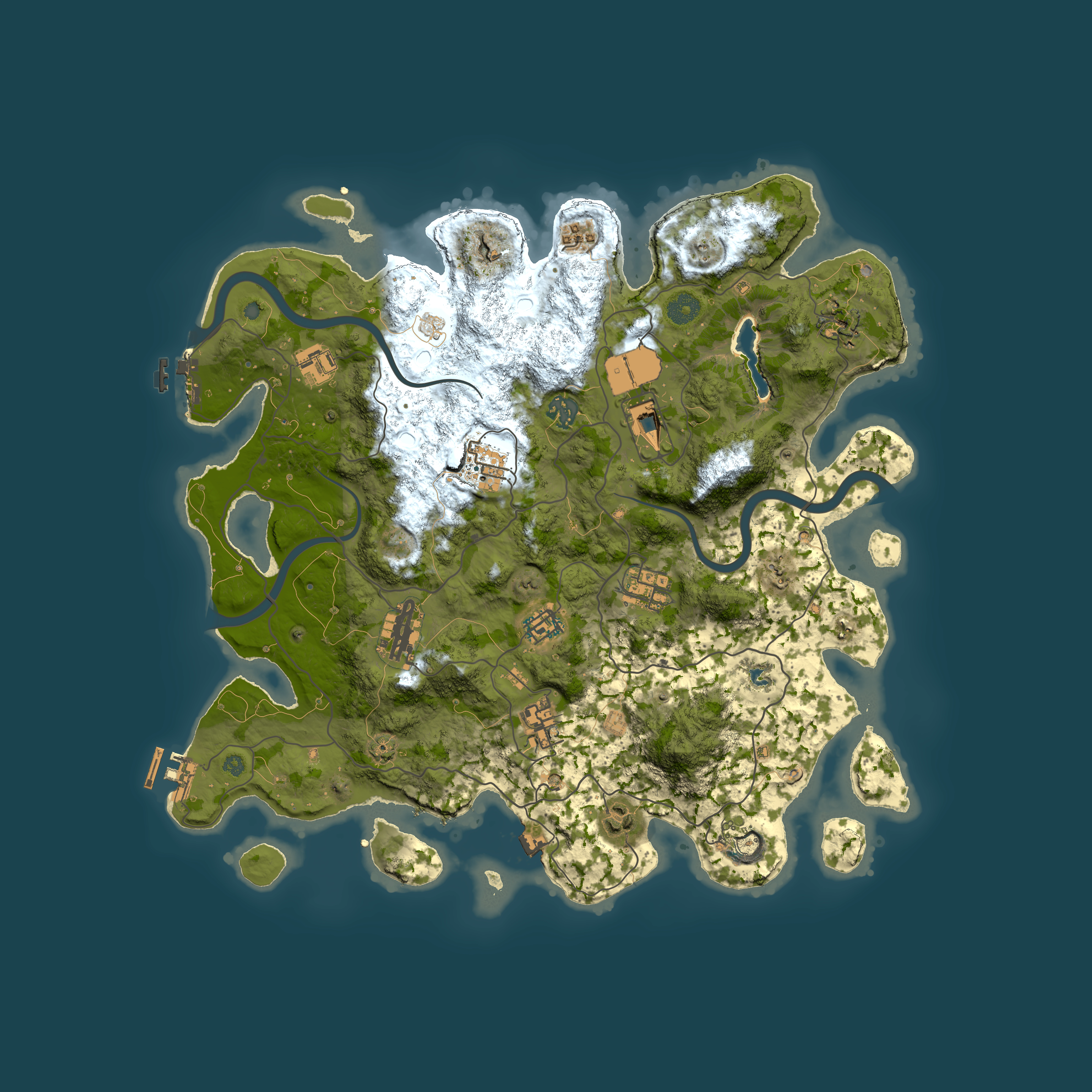Full top-down render of Rust map seed 1361846294, 4000x4000m
