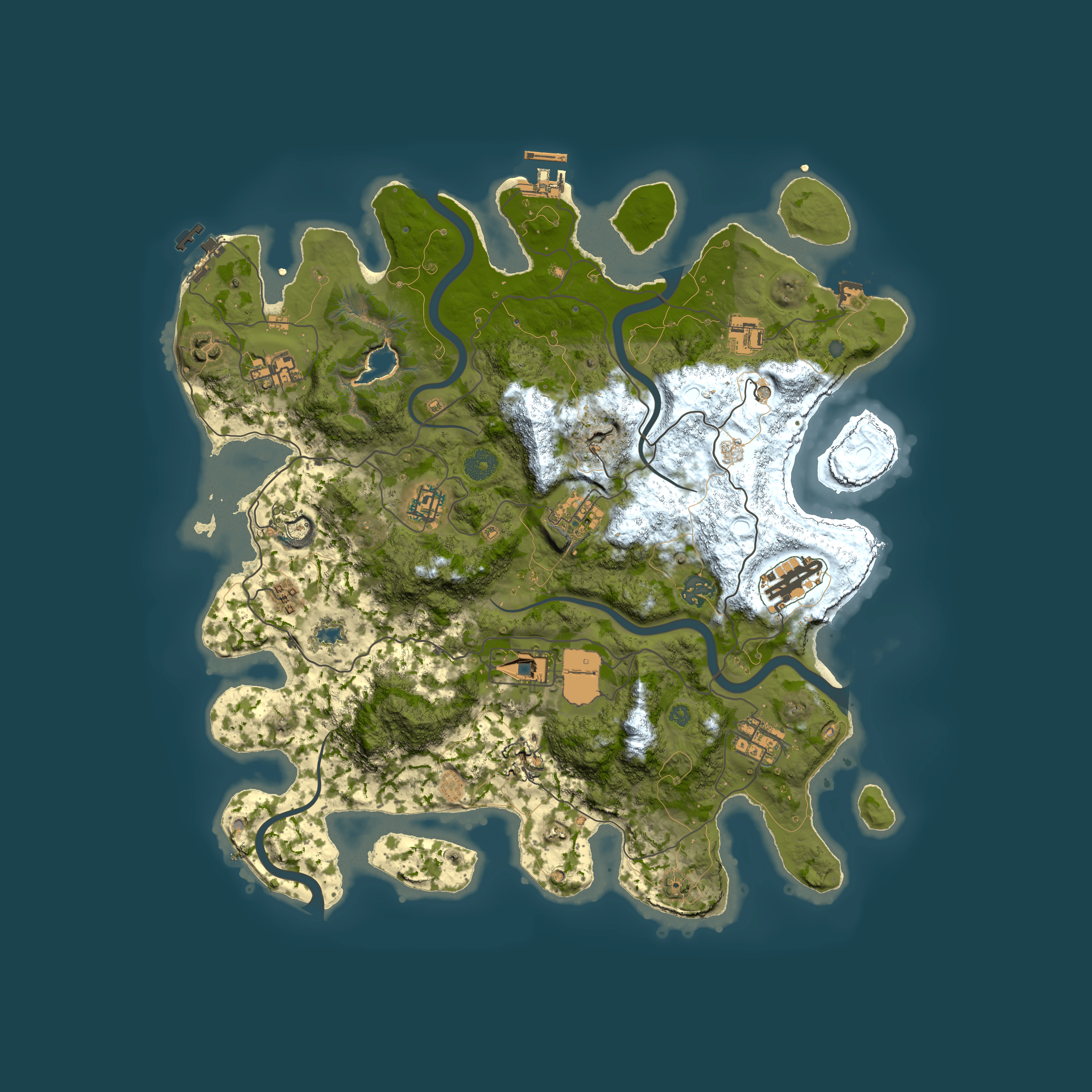 Full top-down render of Rust map seed 1378047506, 4000x4000m
