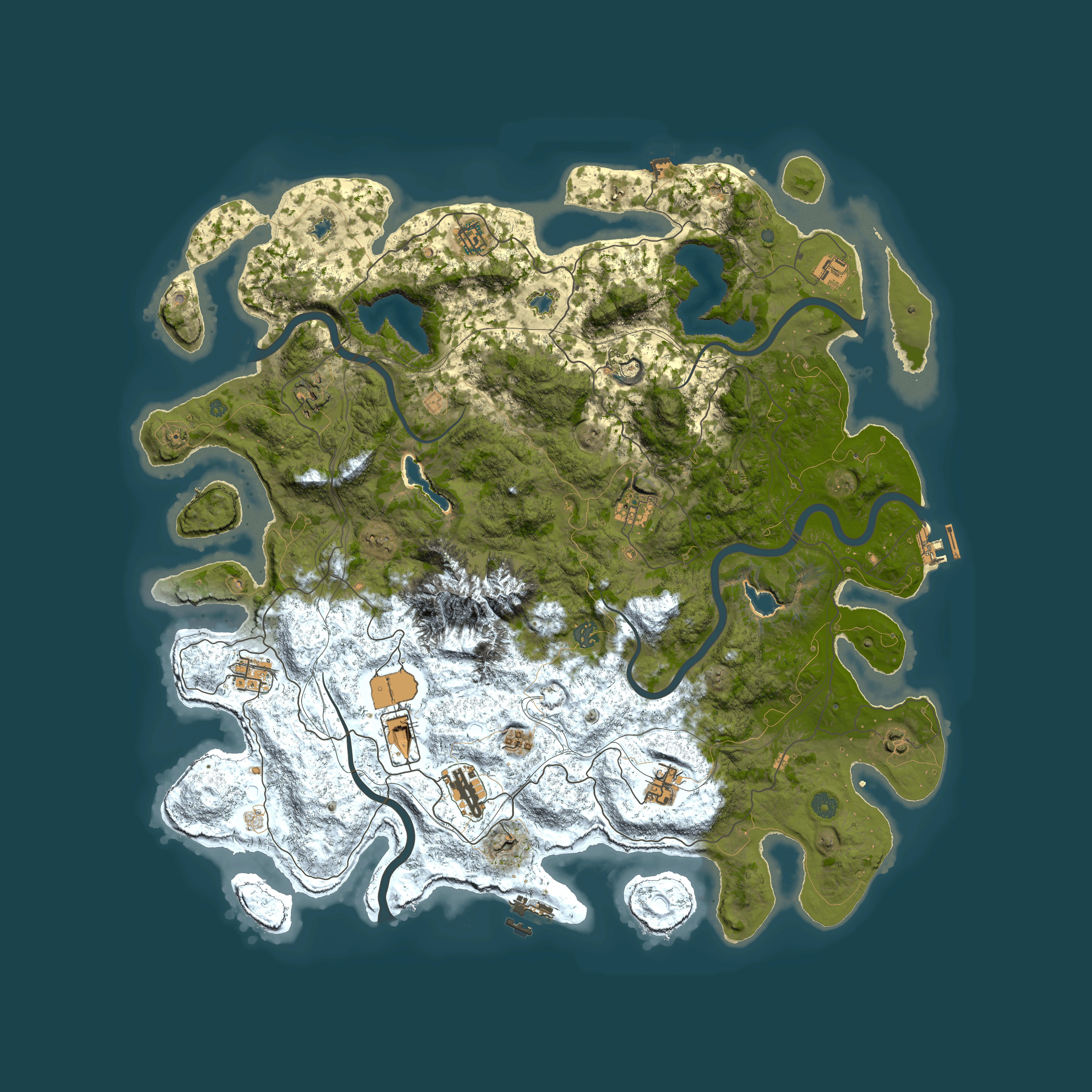 Full top-down render of Rust map seed 567191807, 5000x5000m