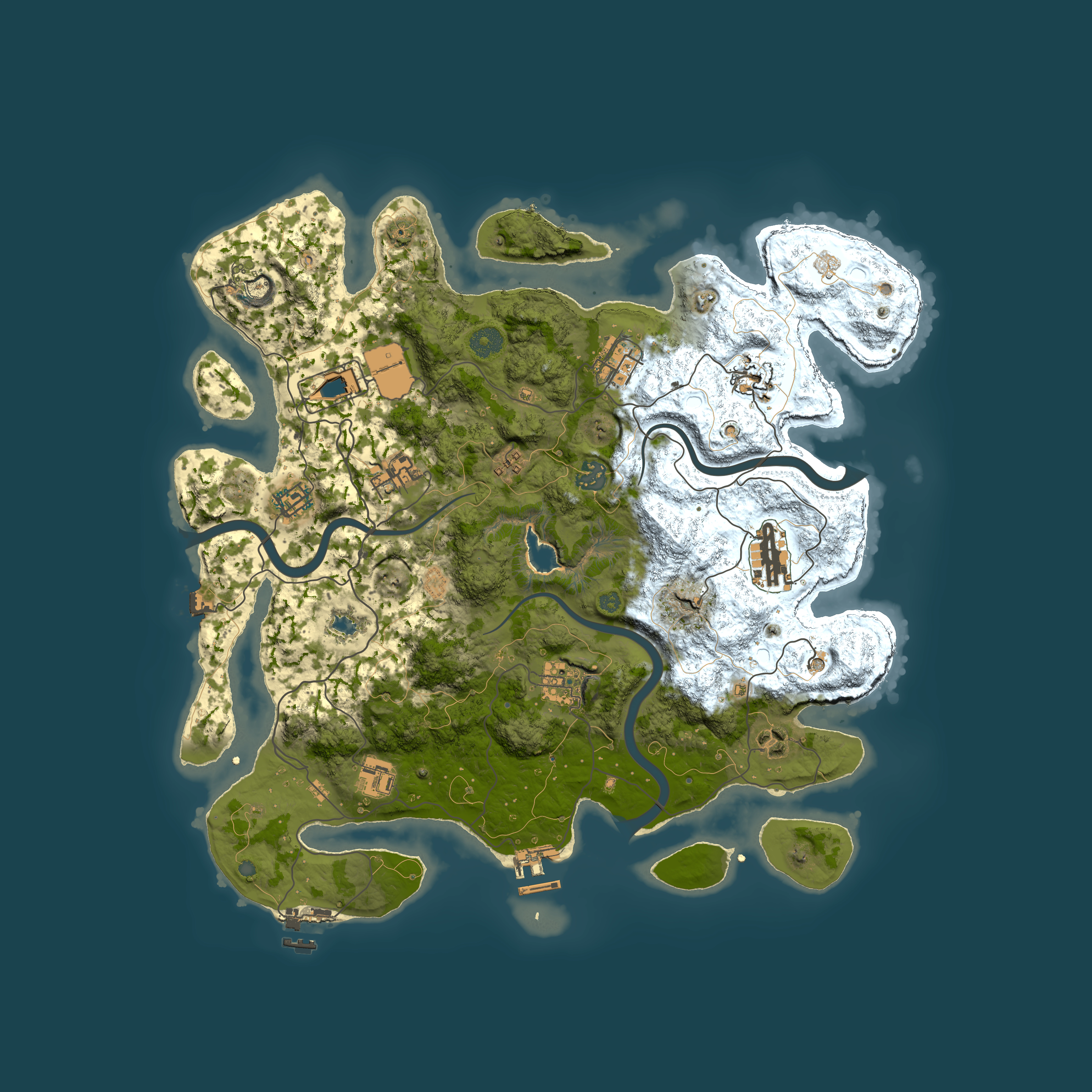 Full top-down render of Rust map seed 387491852, 4000x4000m