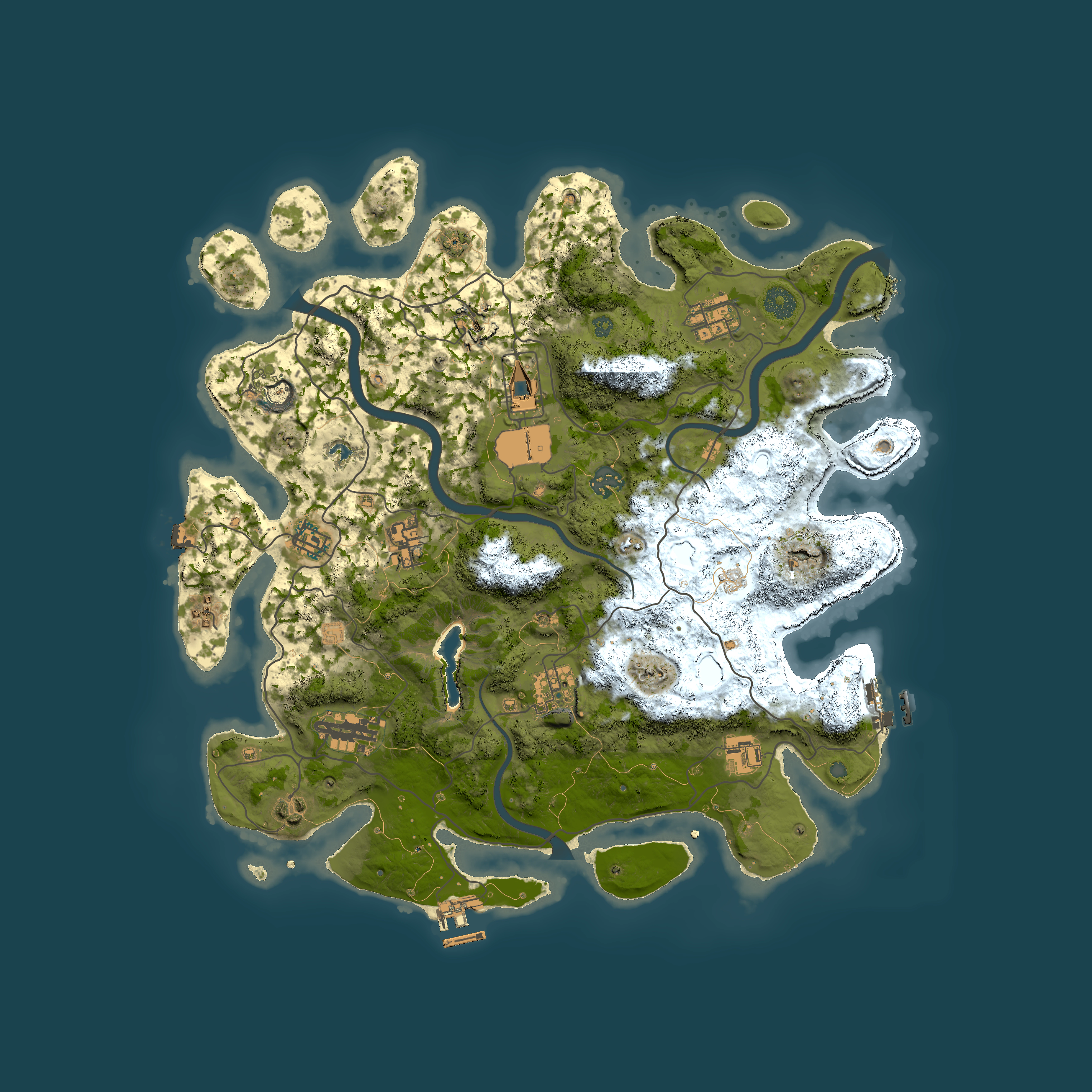 Full top-down render of Rust map seed 1428615367, 4000x4000m
