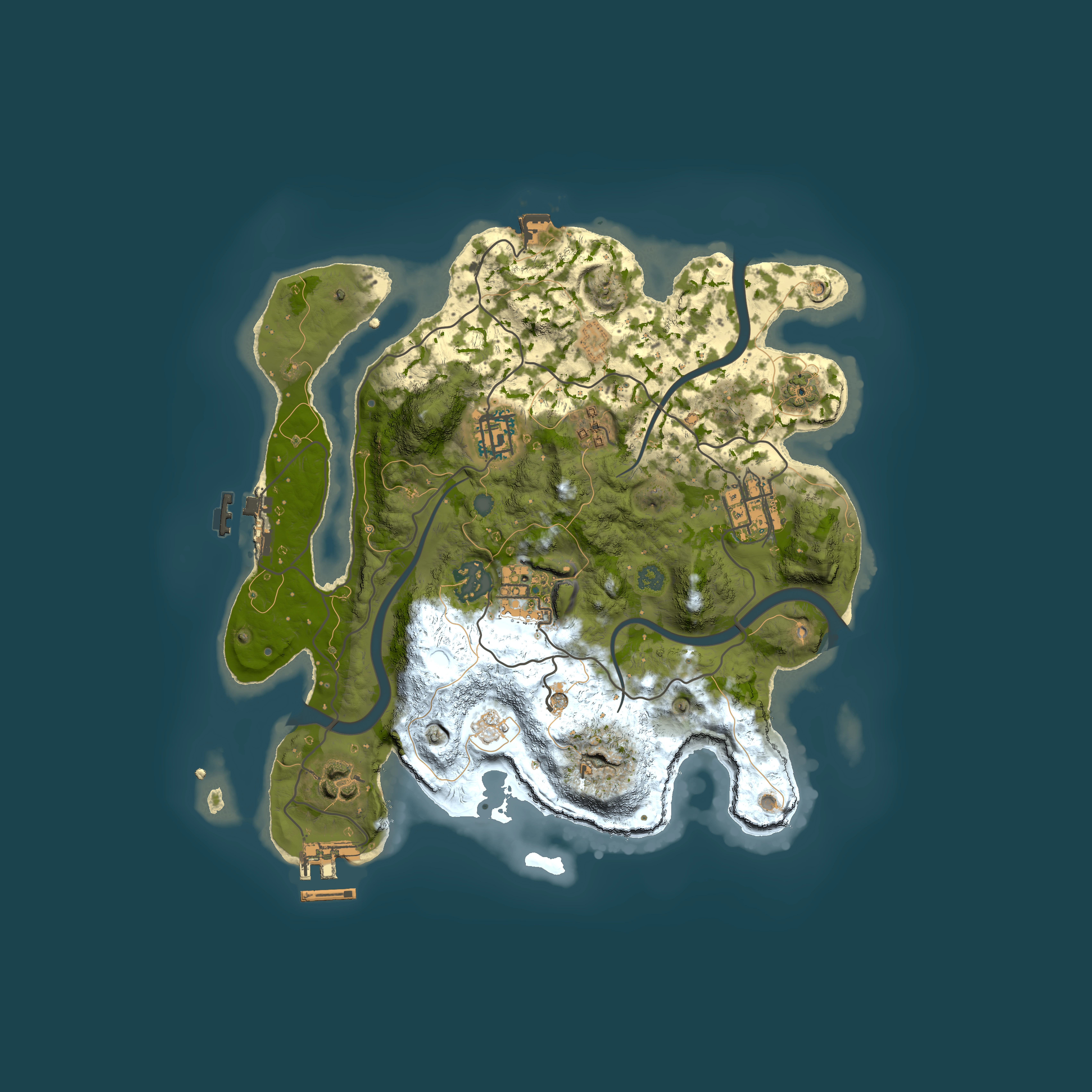 Full top-down render of Rust map seed 1841455850, 3000x3000m