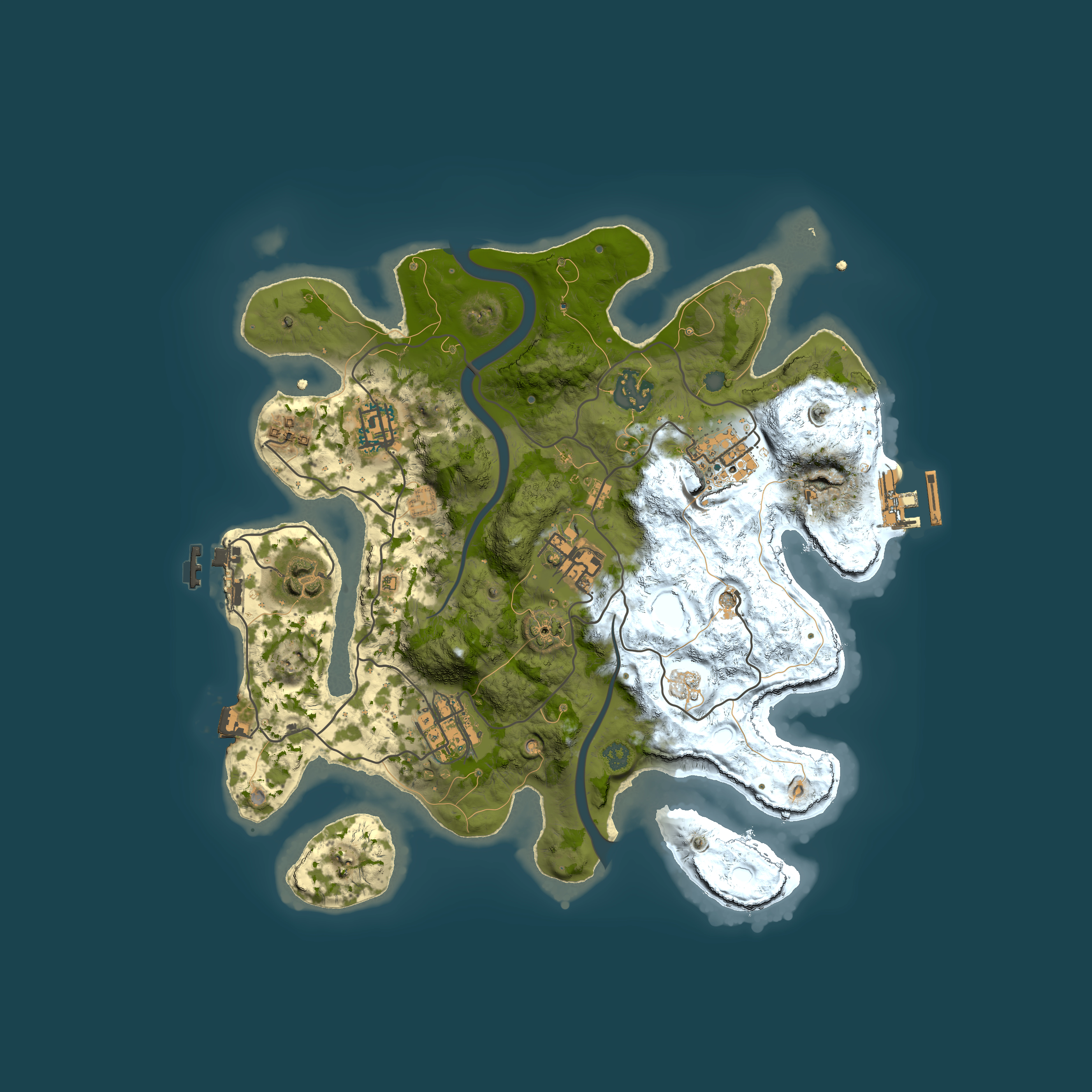 Full top-down render of Rust map seed 1768010950, 3000x3000m