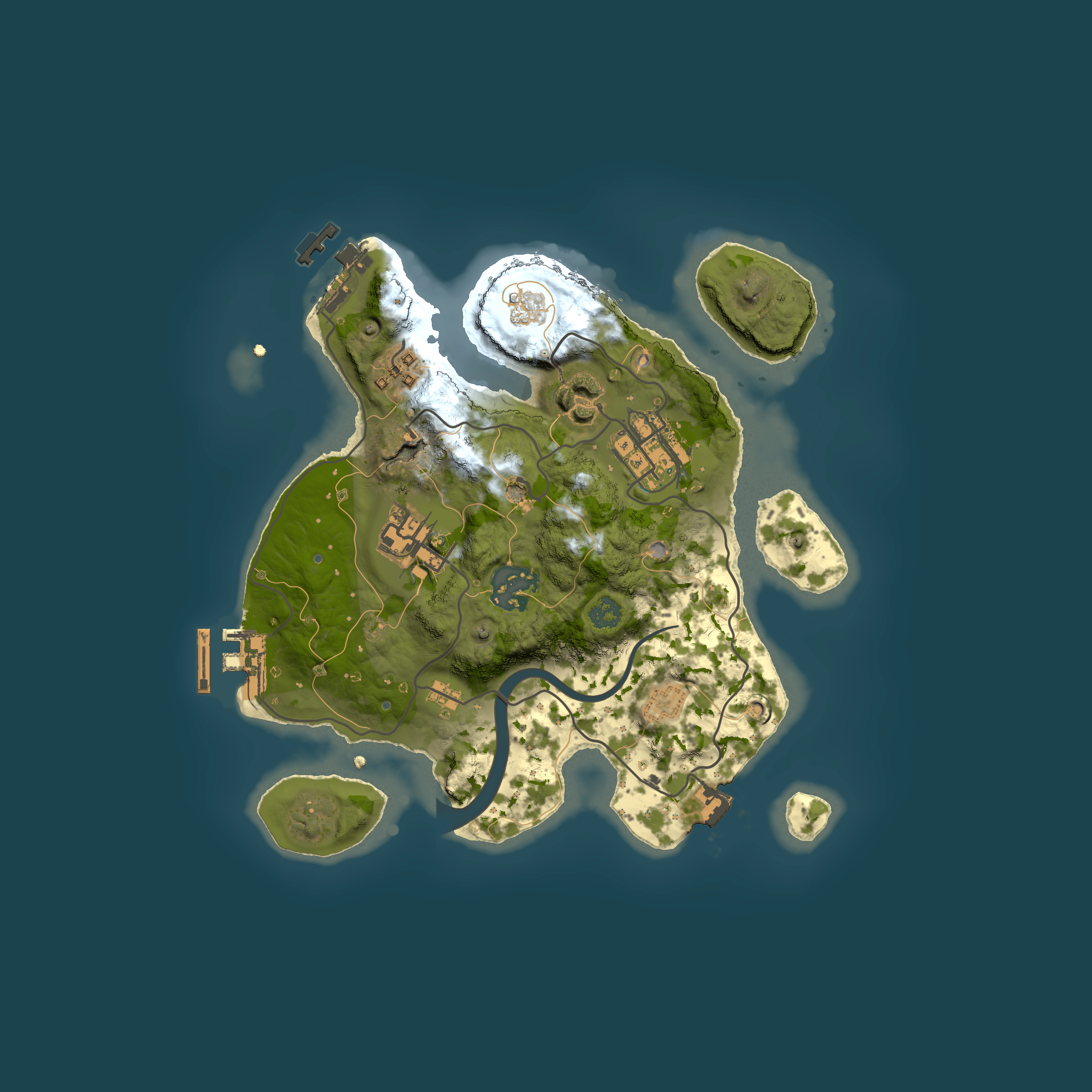 Full top-down render of Rust map seed 101682980, 2500x2500m