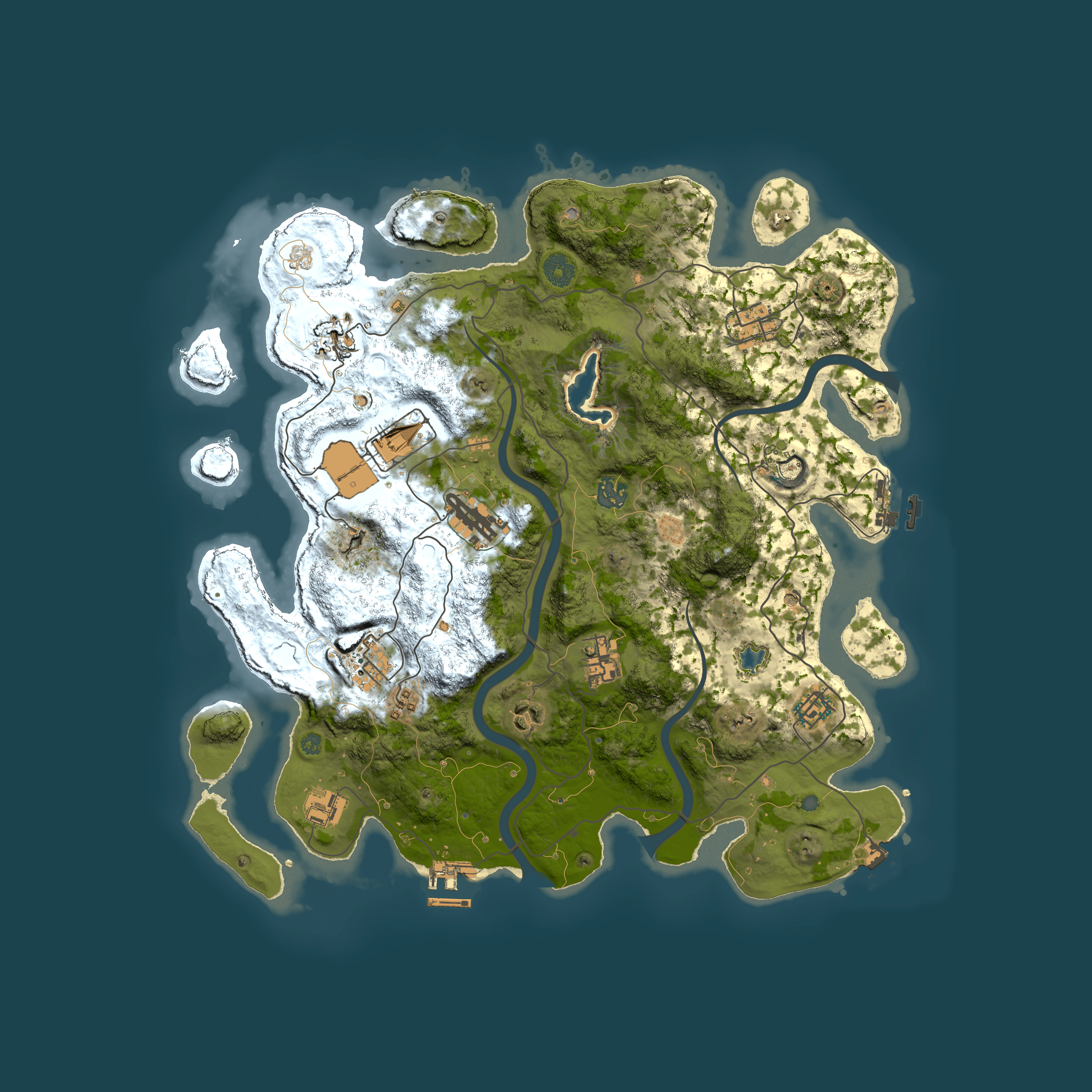 Full top-down render of Rust map seed 24226197, 4000x4000m