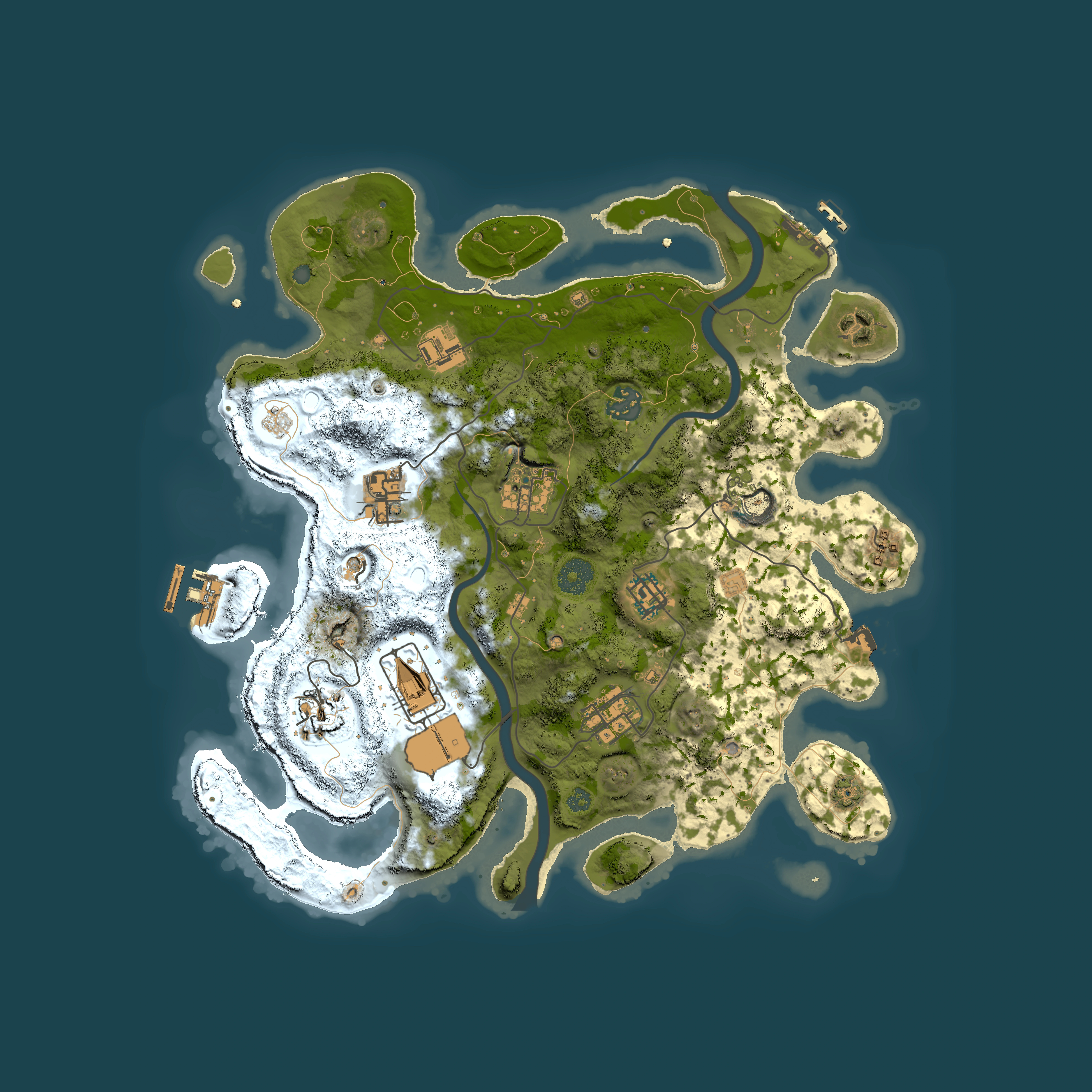 Full top-down render of Rust map seed 63923762, 3500x3500m