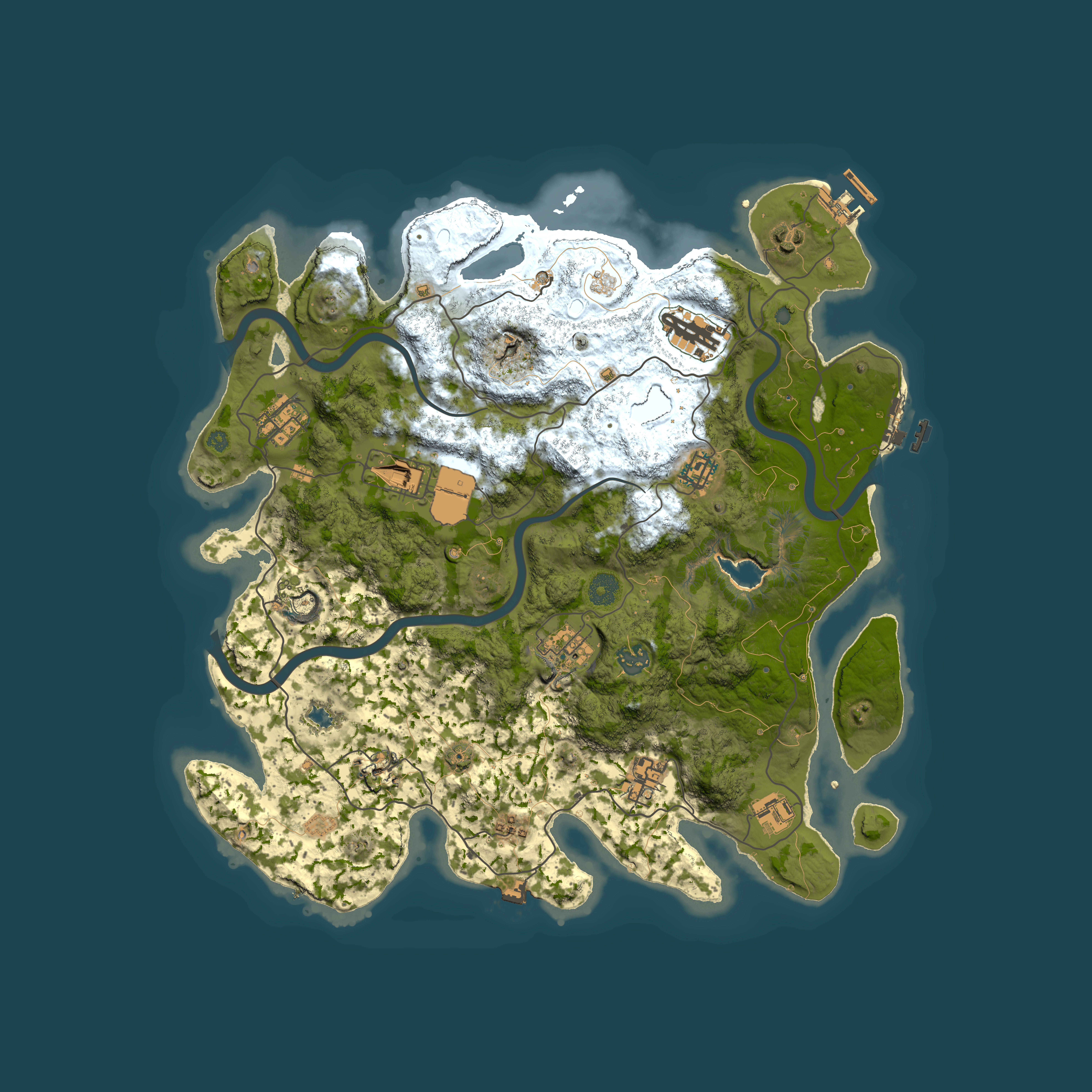 Full top-down render of Rust map seed 1058758466, 4000x4000m
