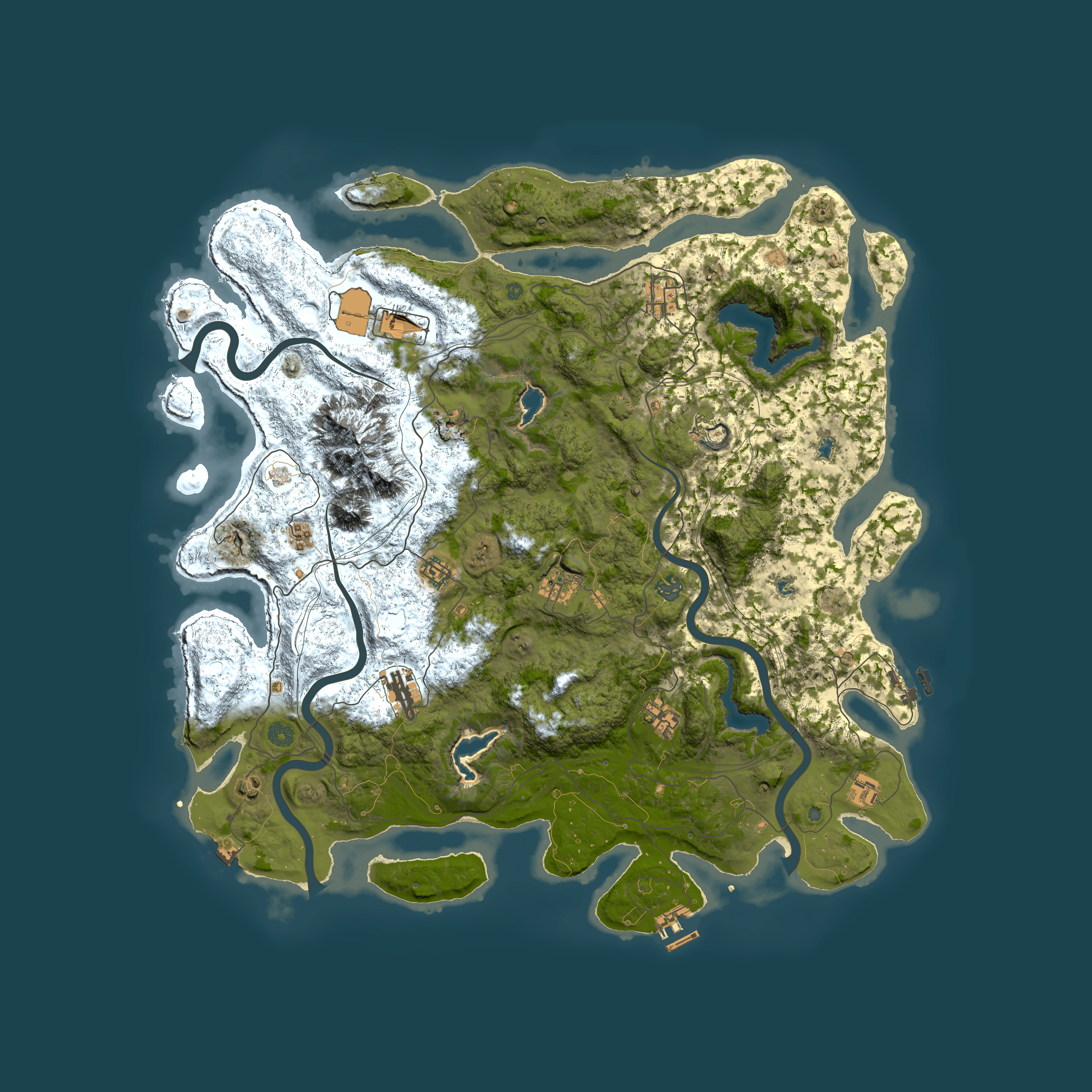 Full top-down render of Rust map seed 1268885440, 5000x5000m