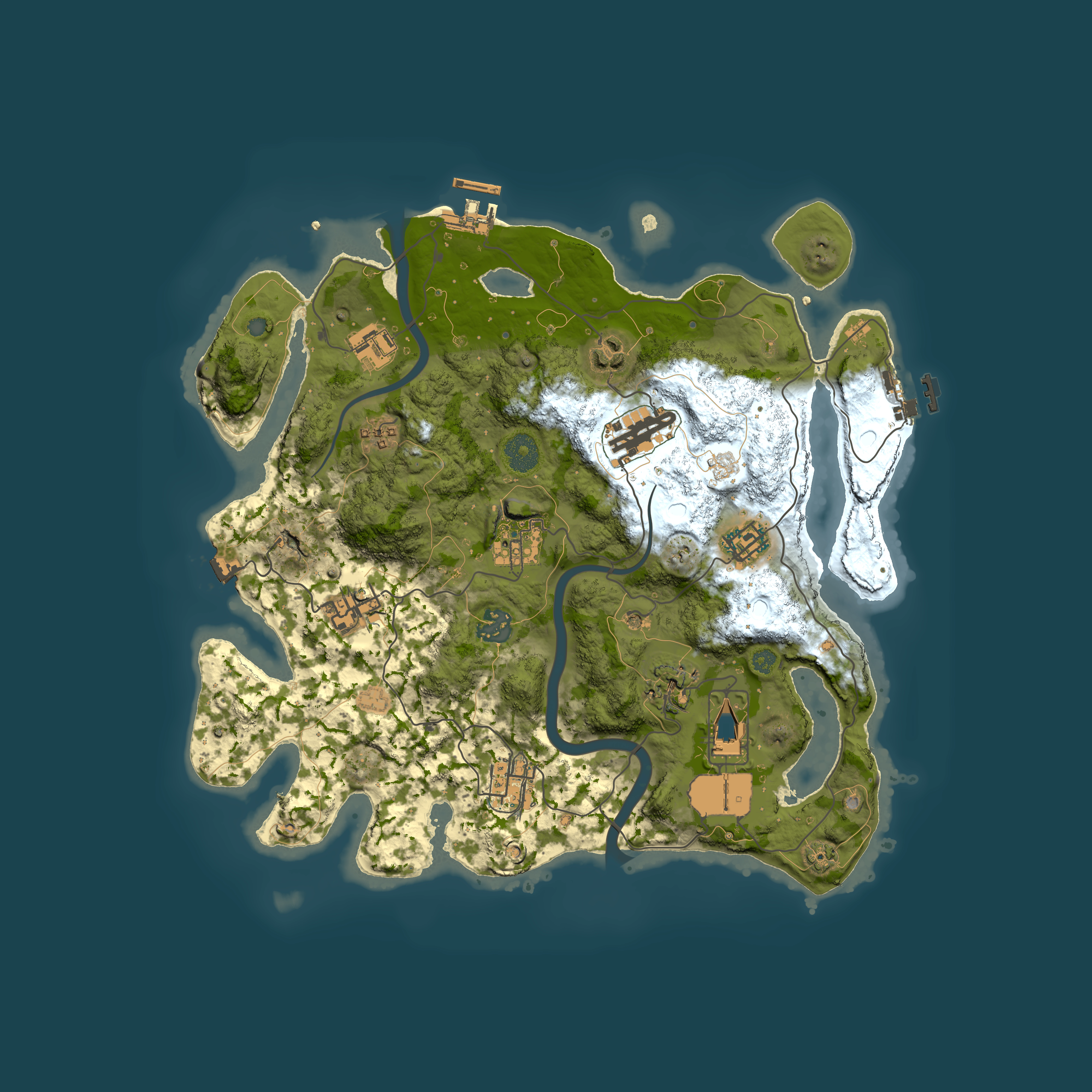 Full top-down render of Rust map seed 1064170410, 3500x3500m