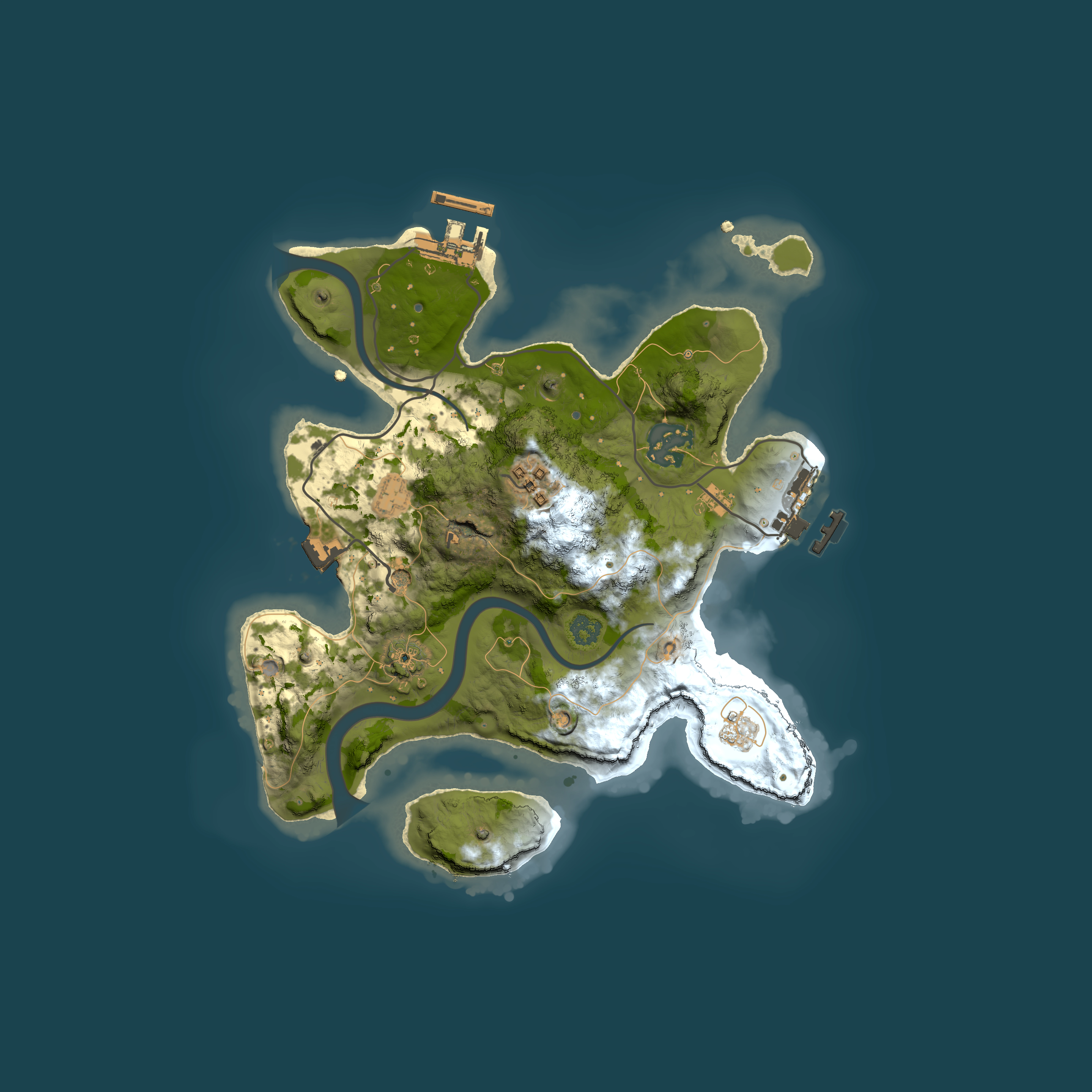 Full top-down render of Rust map seed 2052160441, 2500x2500m