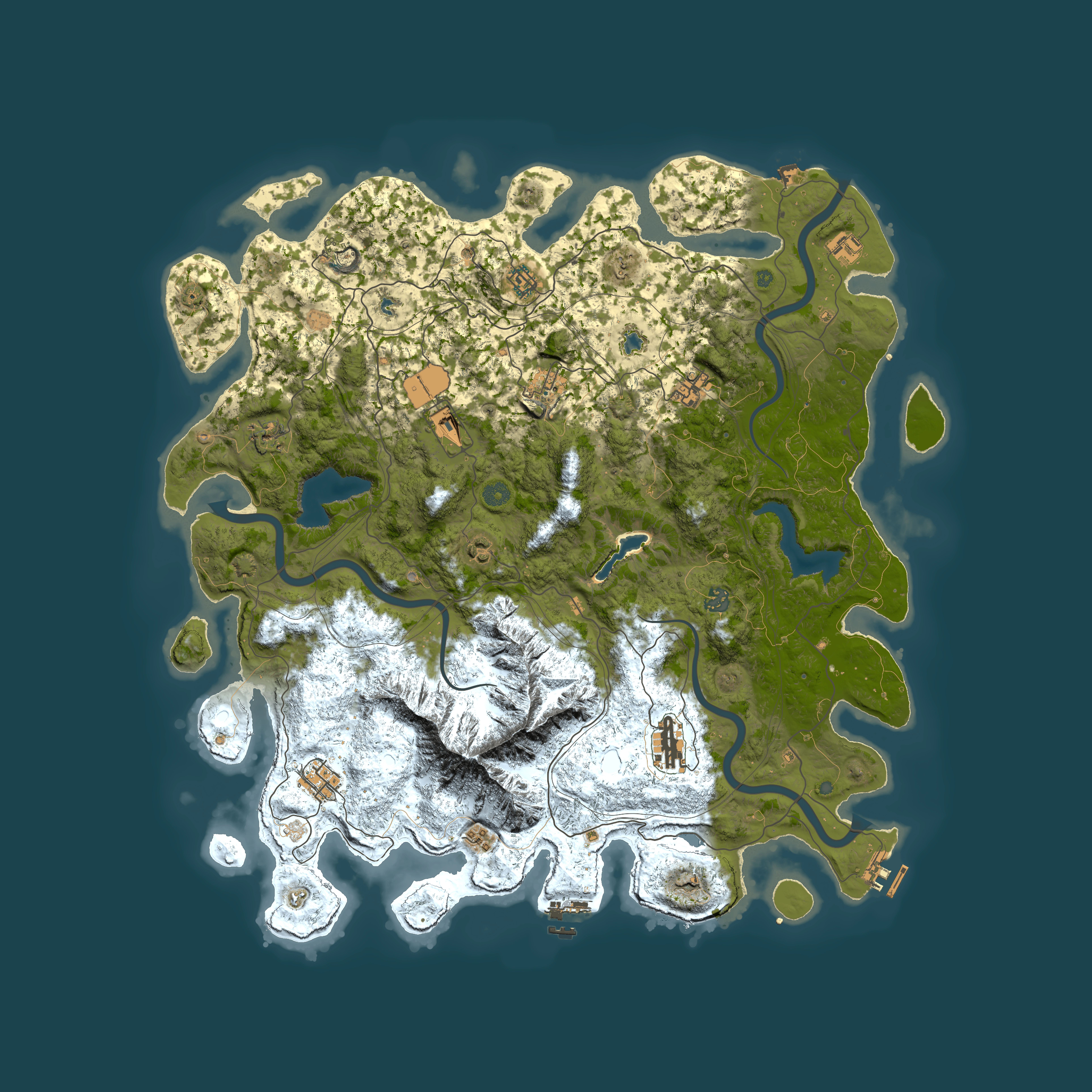 Full top-down render of Rust map seed 333551393, 5000x5000m