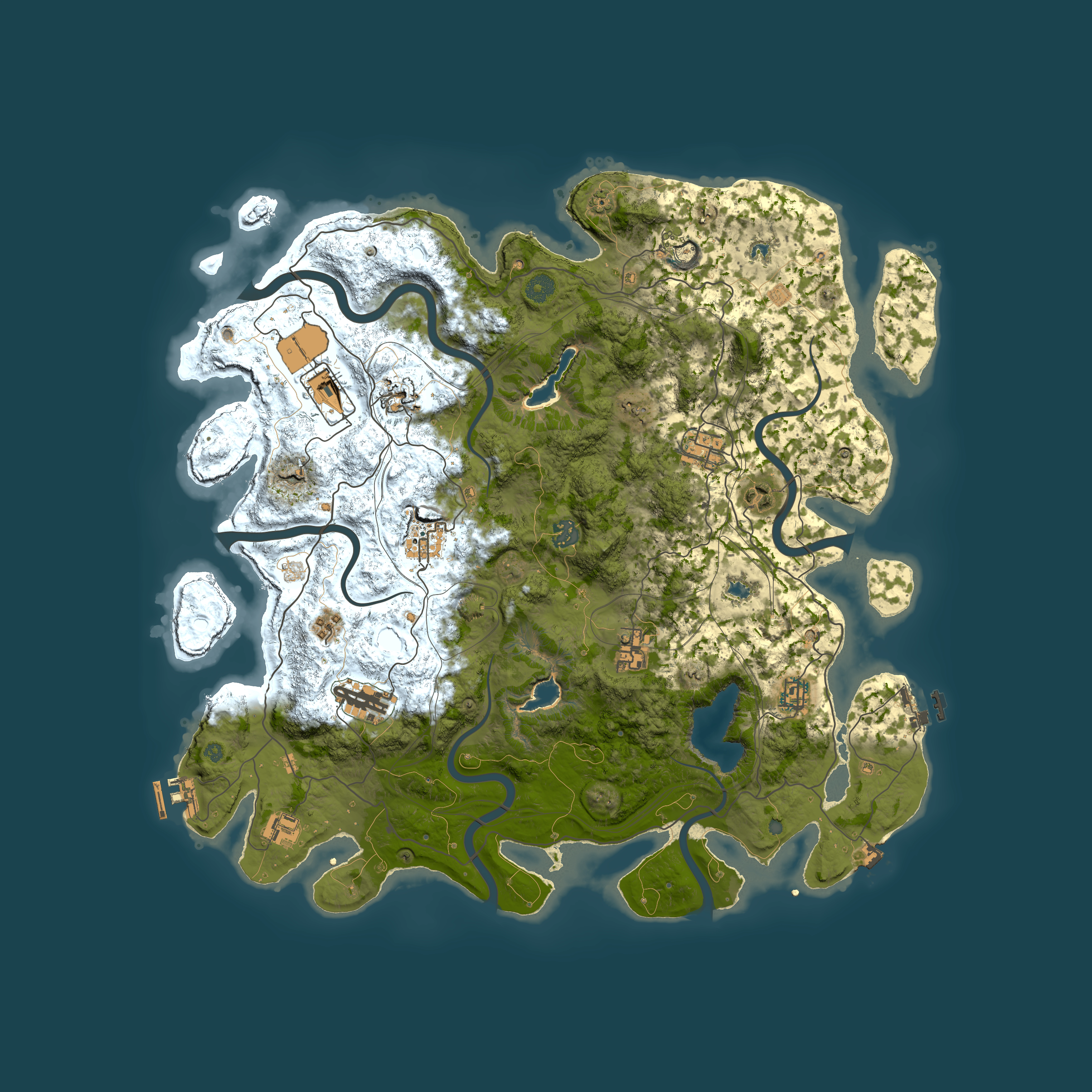 Full top-down render of Rust map seed 1220442123, 4500x4500m