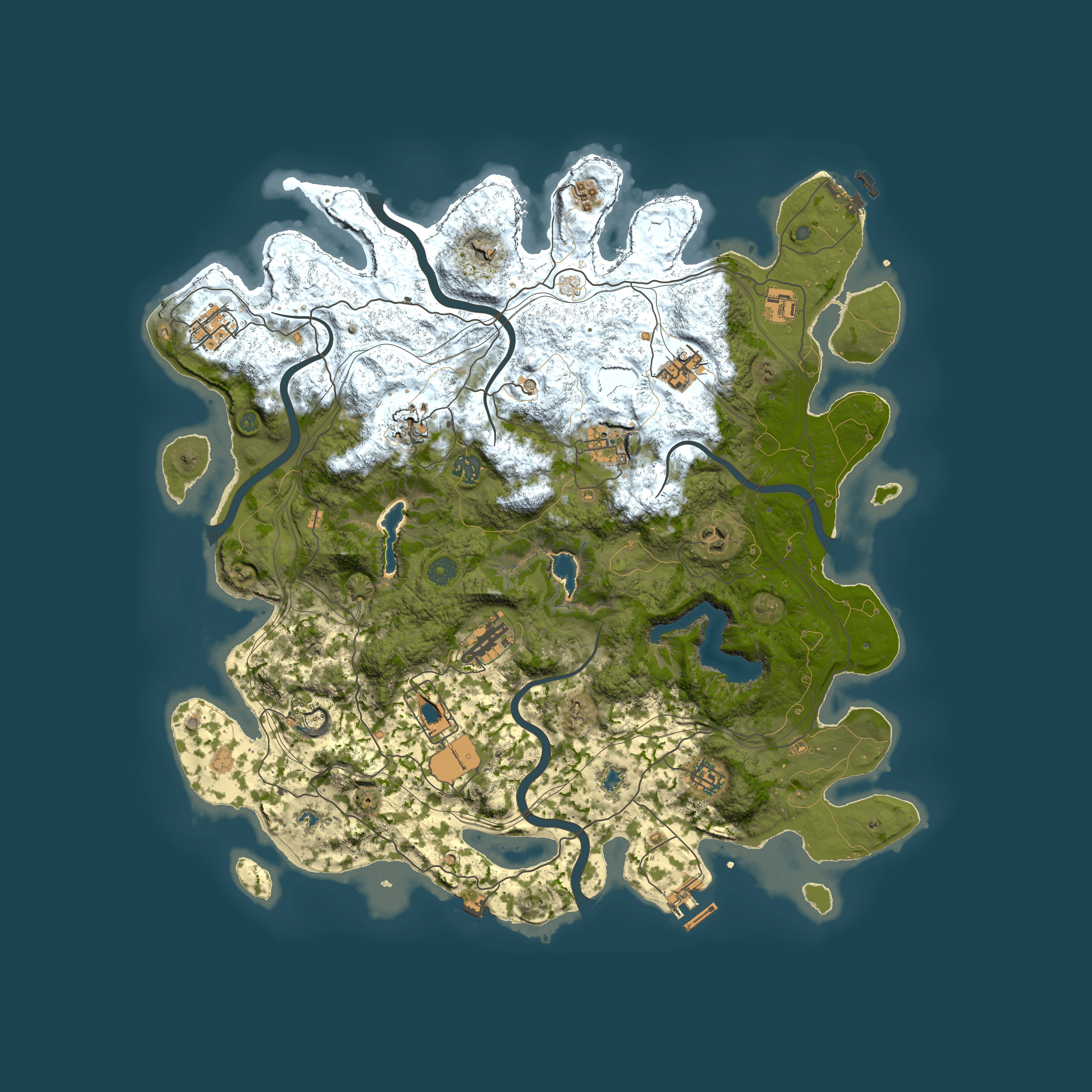 Full top-down render of Rust map seed 1953850027, 4500x4500m