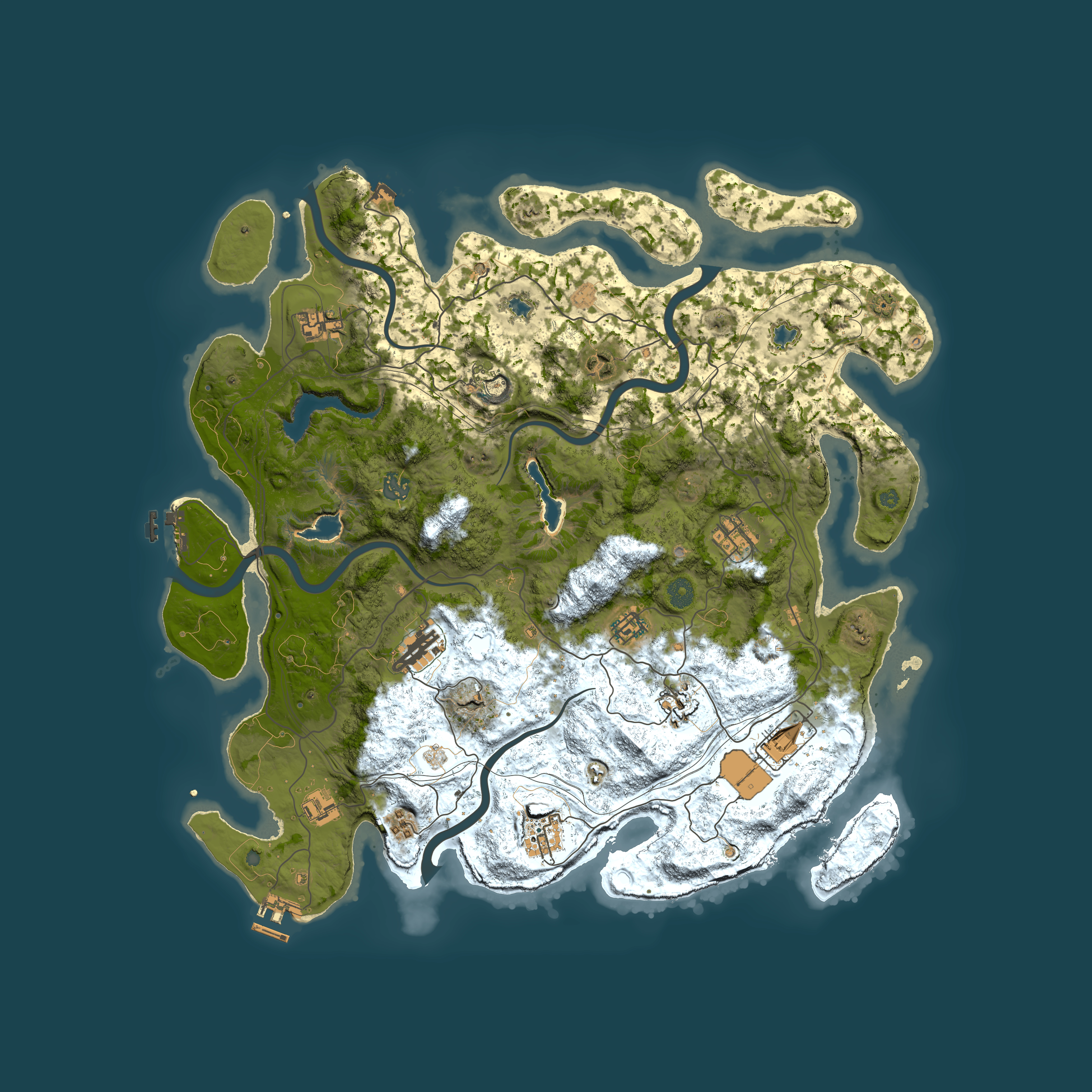 Full top-down render of Rust map seed 263157275, 4500x4500m