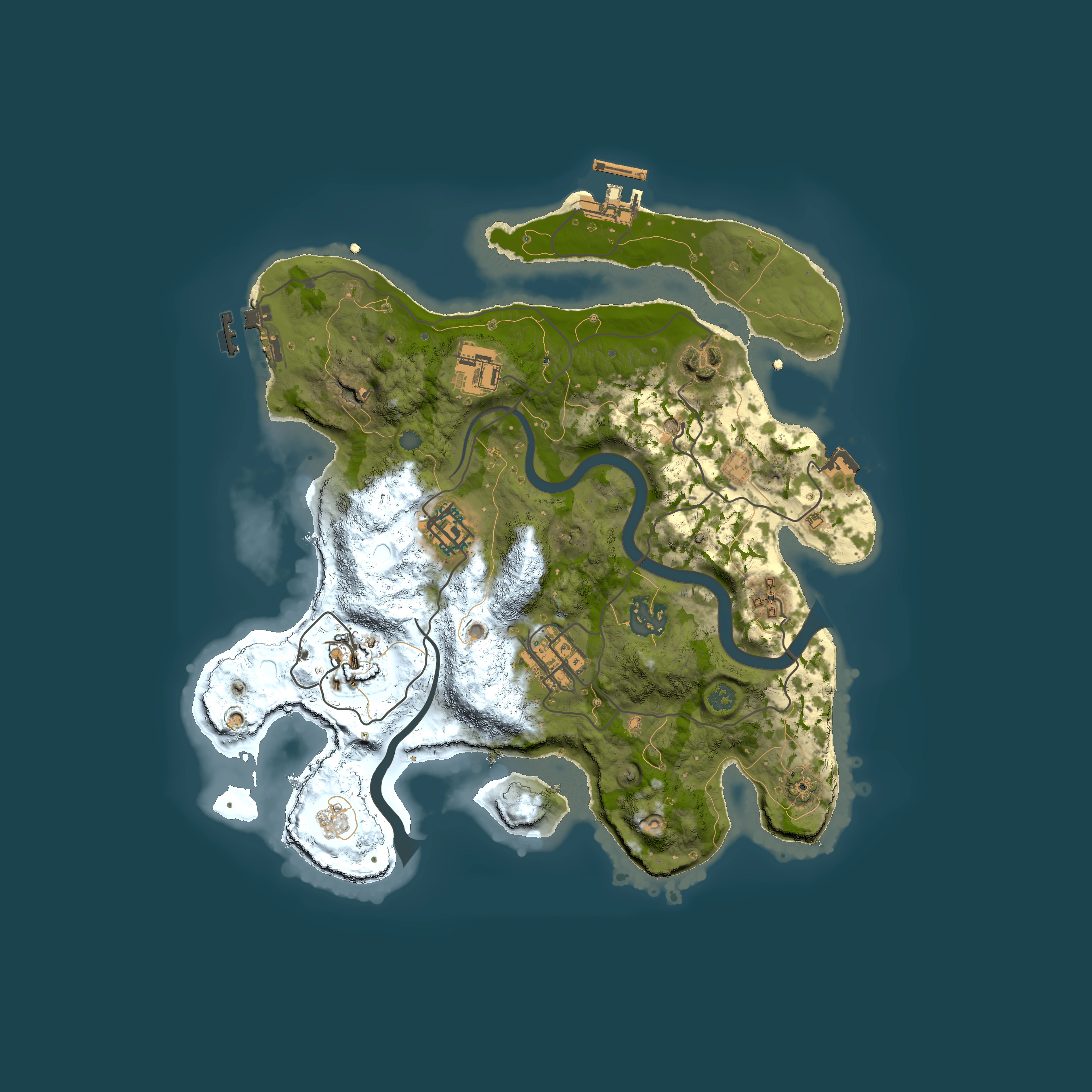 Full top-down render of Rust map seed 144400805, 3000x3000m