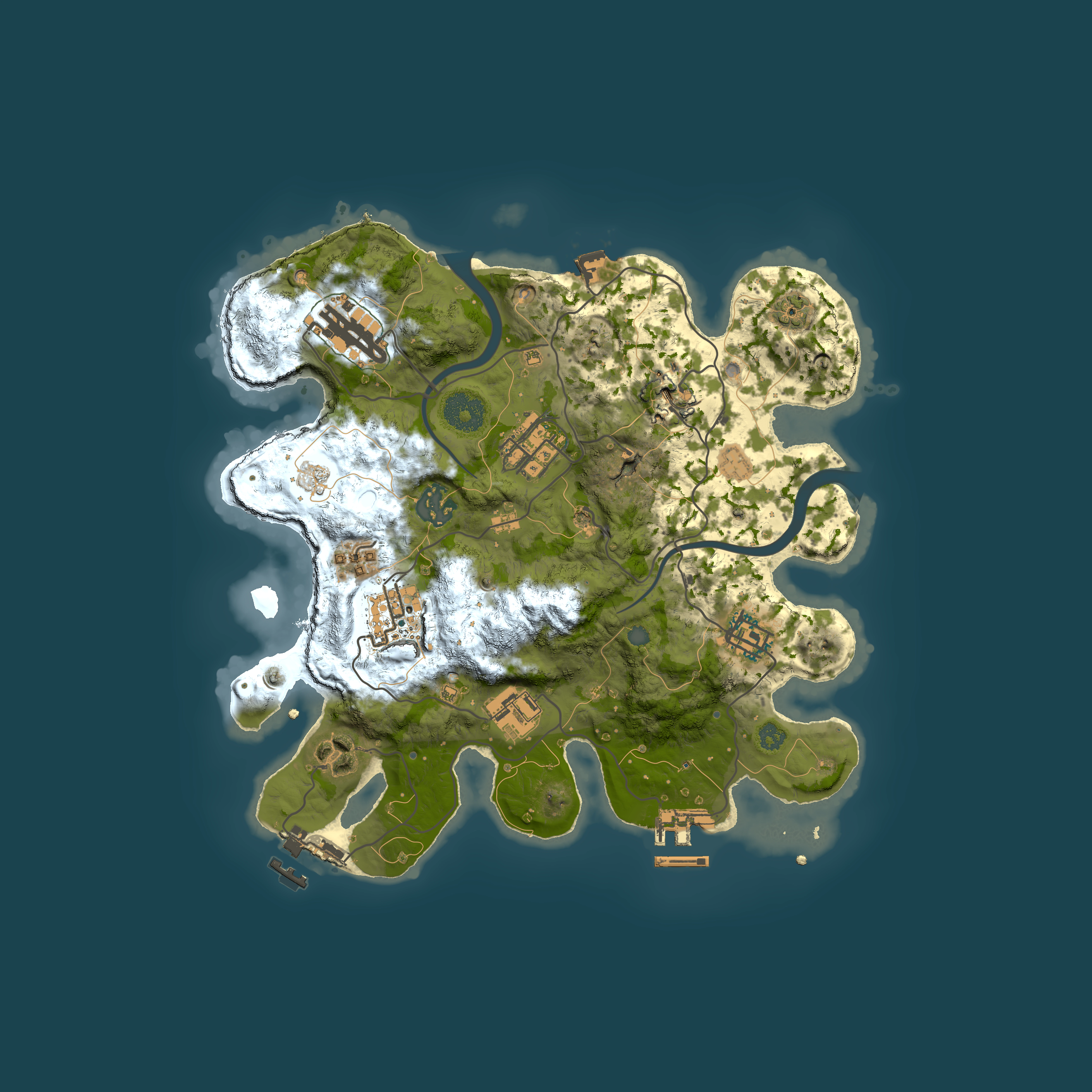 Full top-down render of Rust map seed 1171951090, 3000x3000m