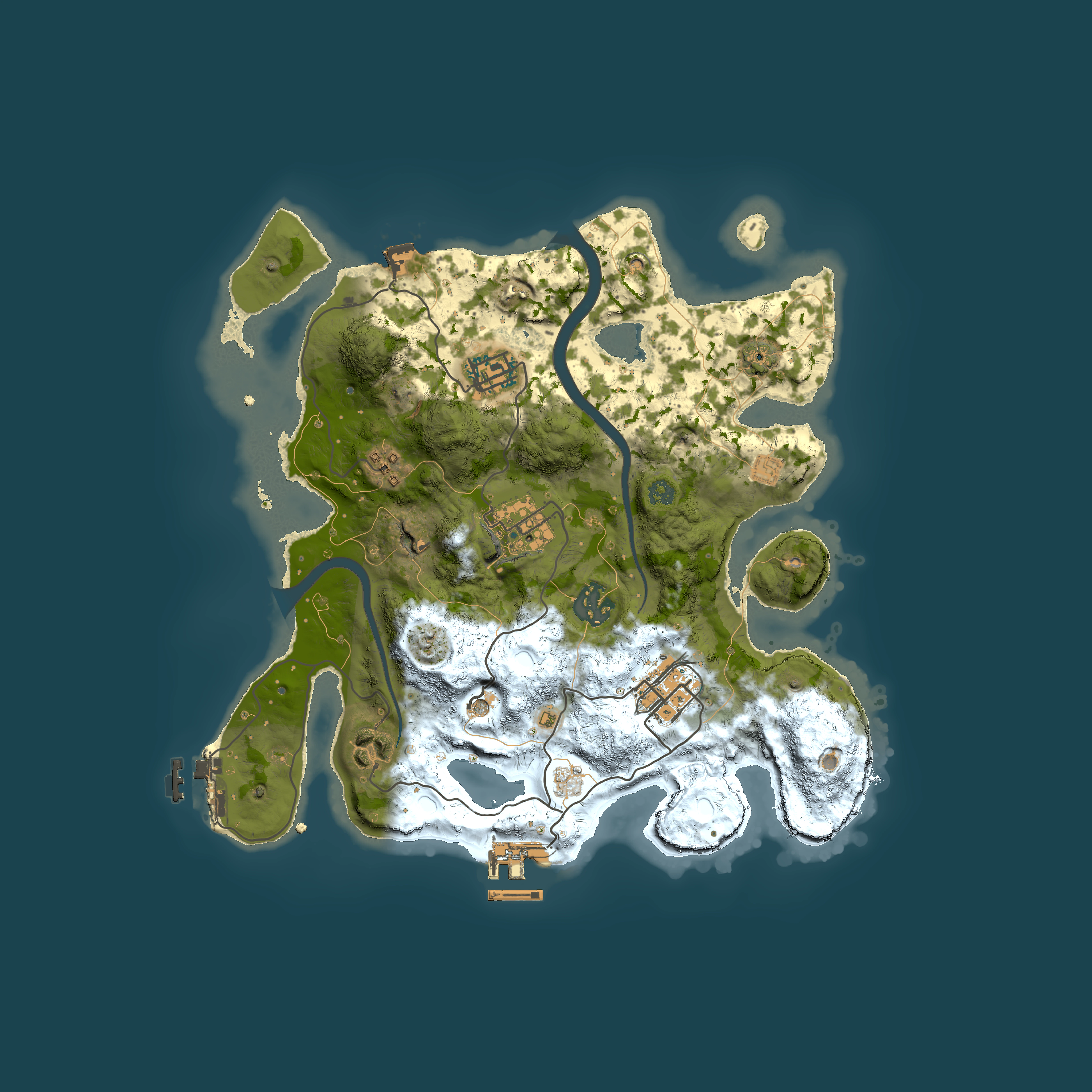 Full top-down render of Rust map seed 1092719617, 3000x3000m