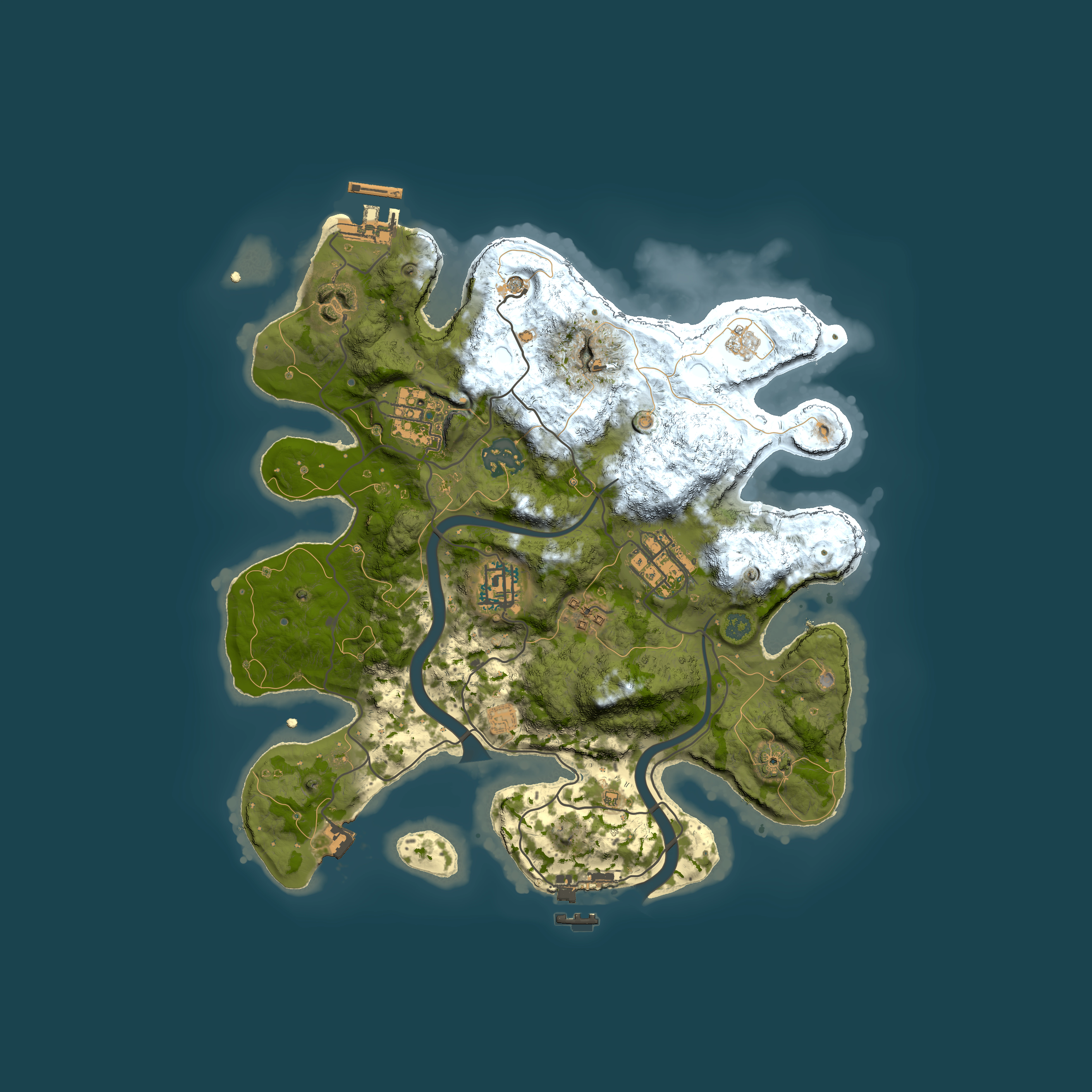 Full top-down render of Rust map seed 1126554078, 3000x3000m