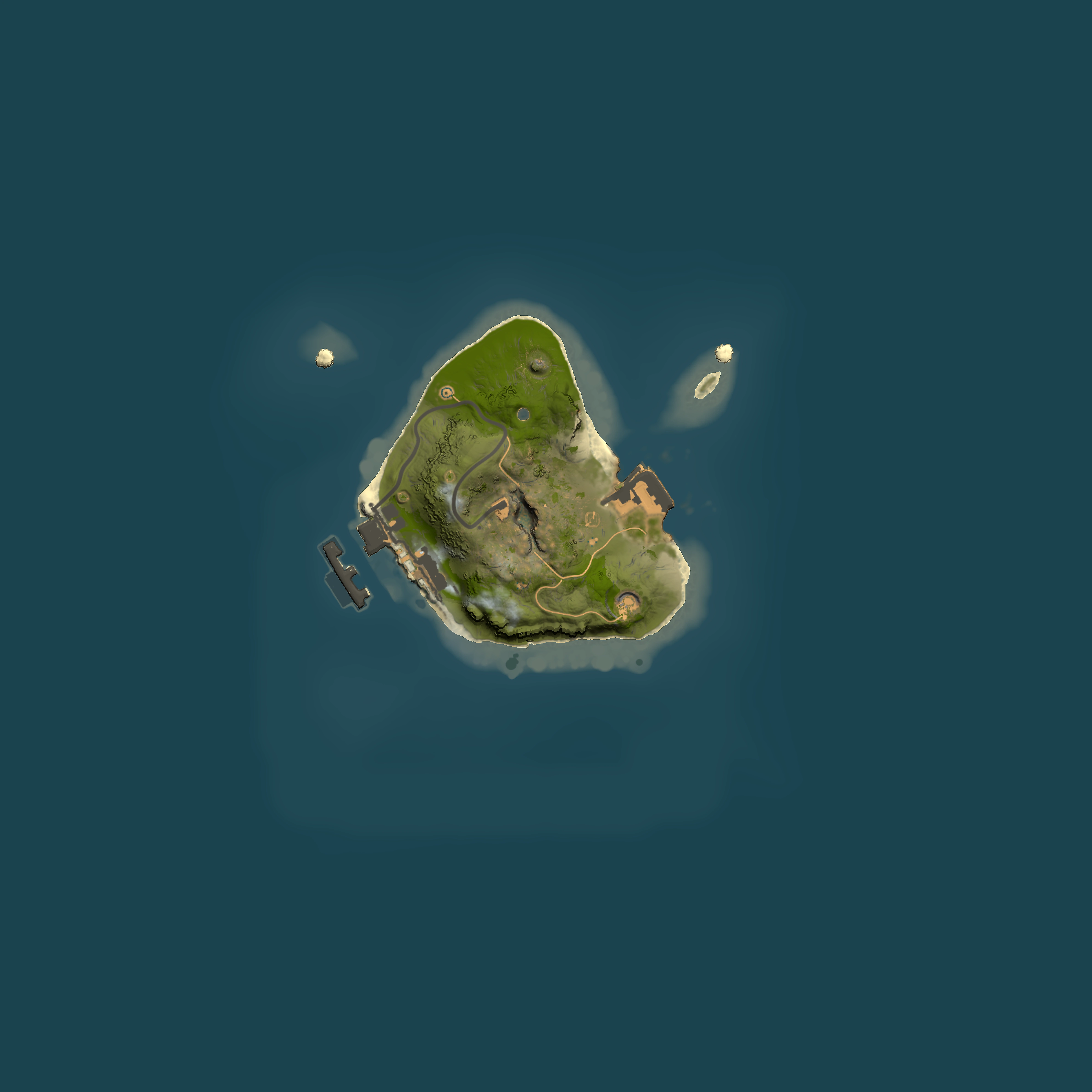 Full top-down render of Rust map seed 1649684945, 1500x1500m