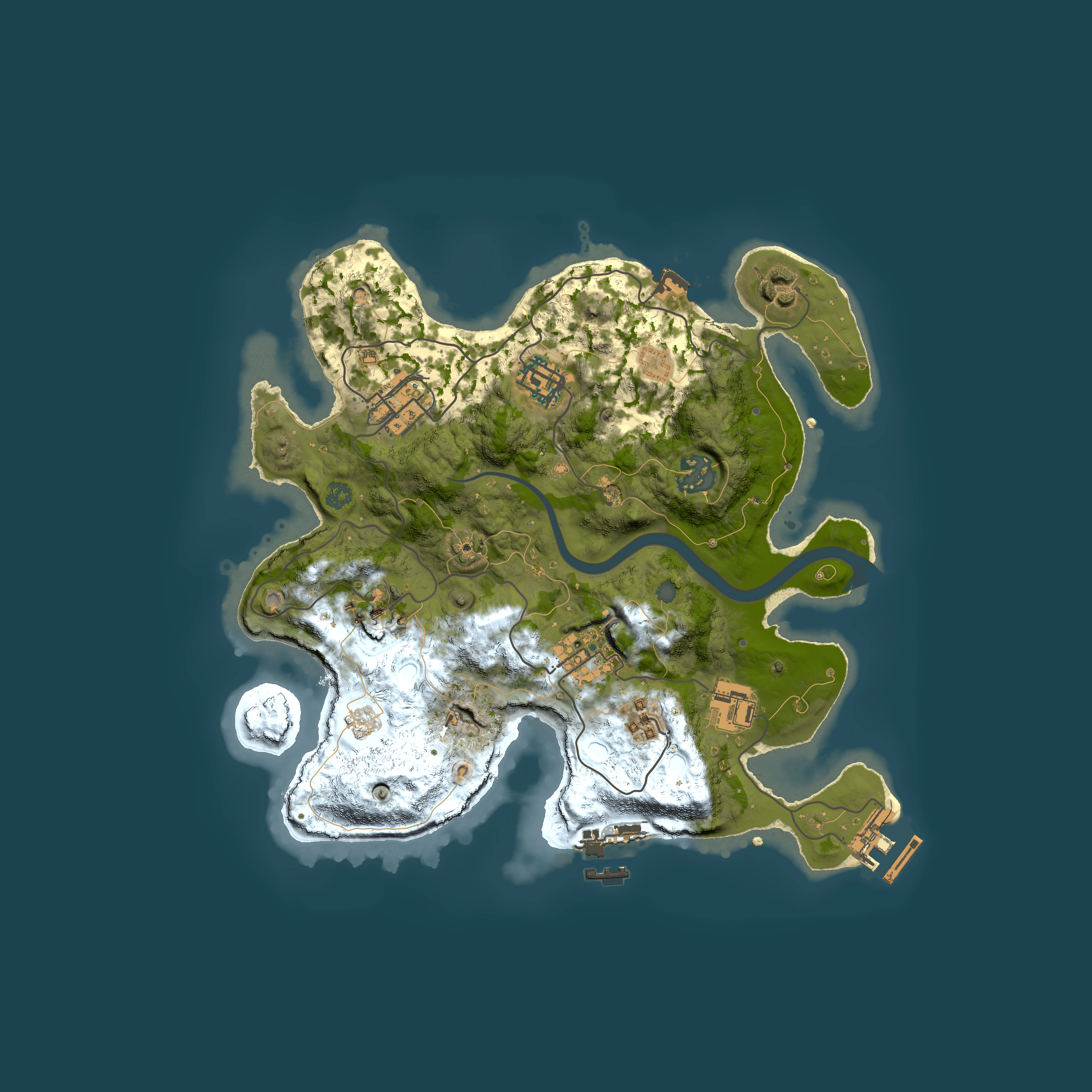 Full top-down render of Rust map seed 296071561, 3000x3000m
