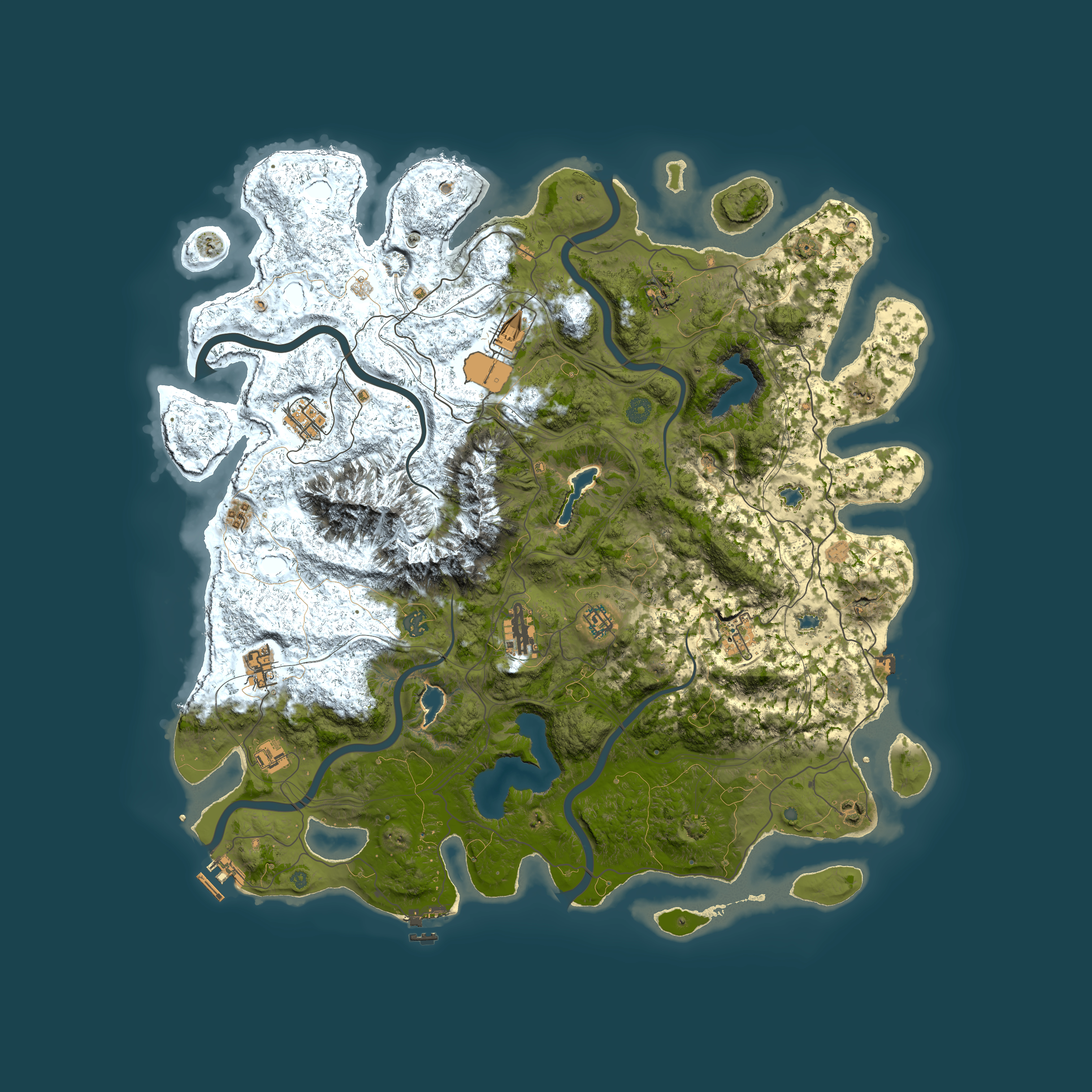 Full top-down render of Rust map seed 964308696, 5000x5000m
