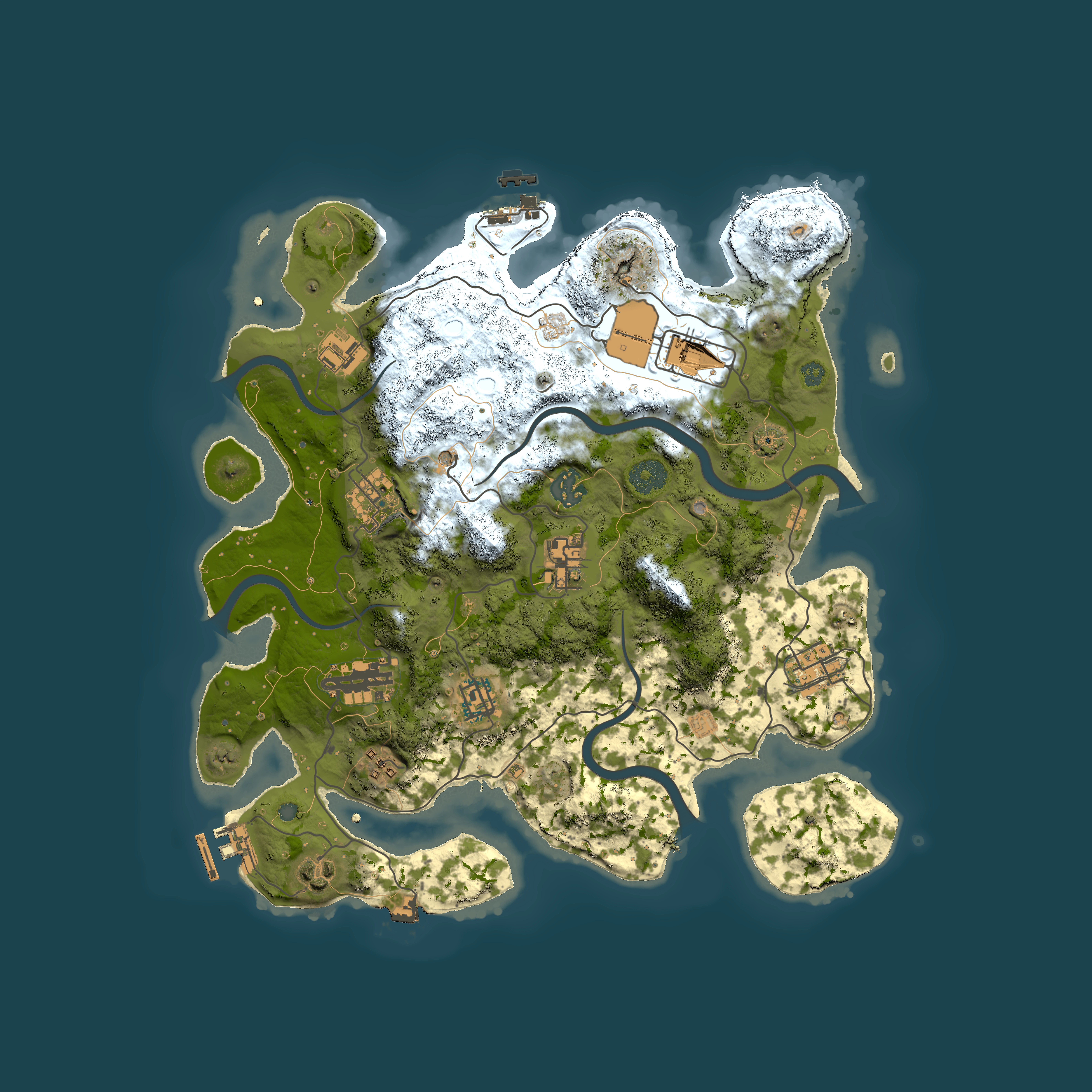 Full top-down render of Rust map seed 820493689, 3500x3500m