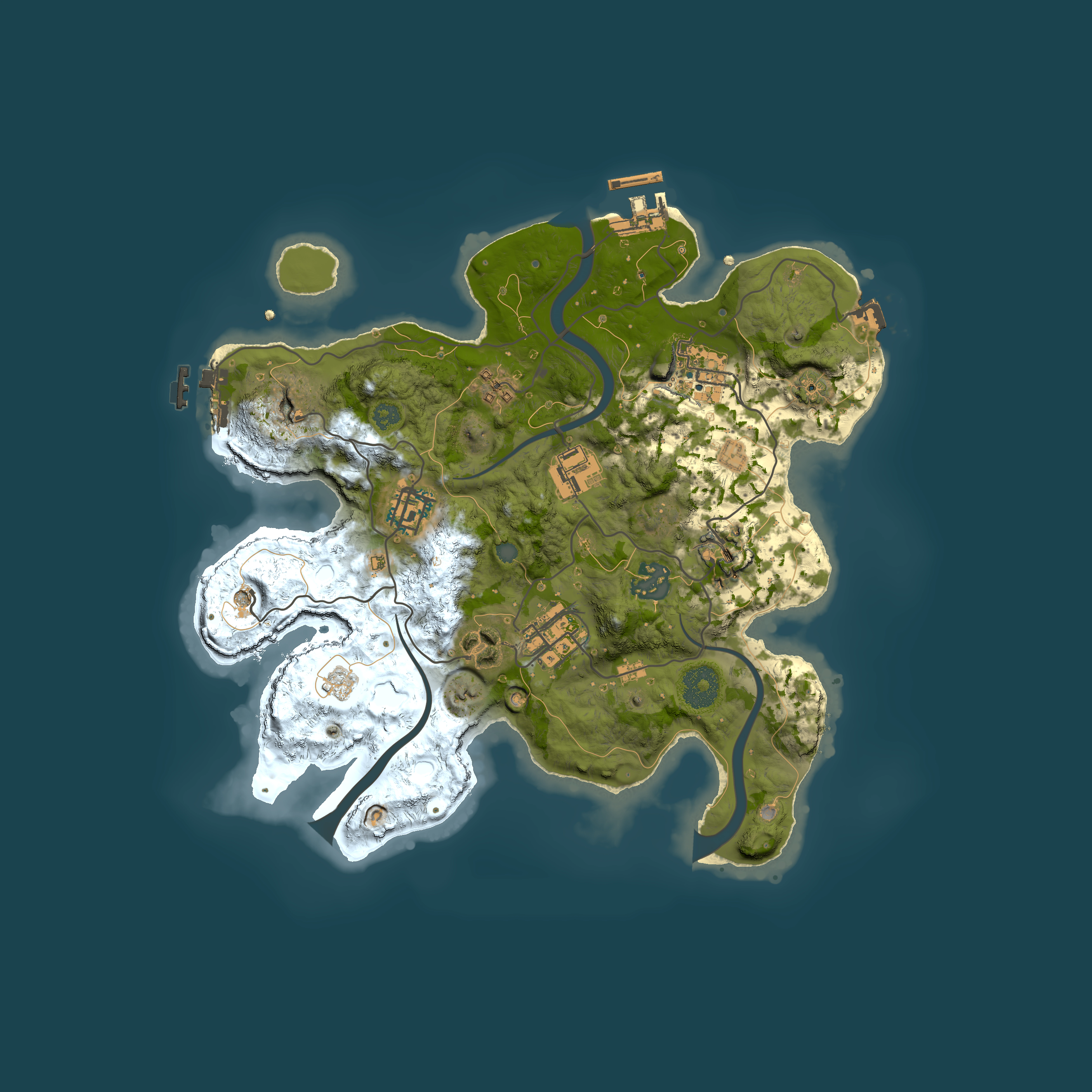 Full top-down render of Rust map seed 206574363, 3000x3000m